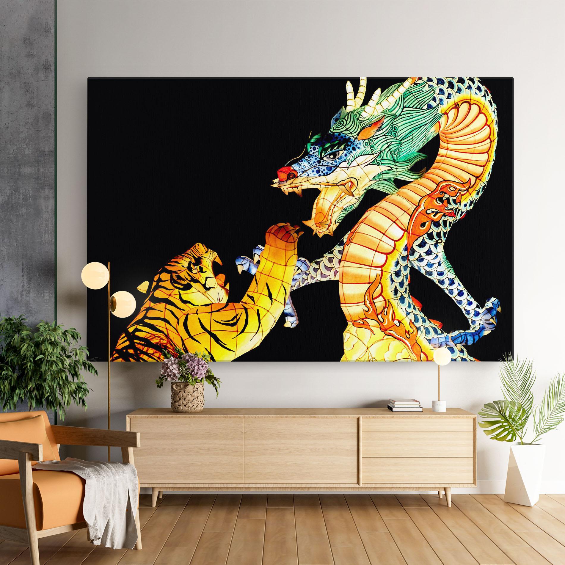 Tablou Canvas Chinese Dragon And Tiger mockup 9