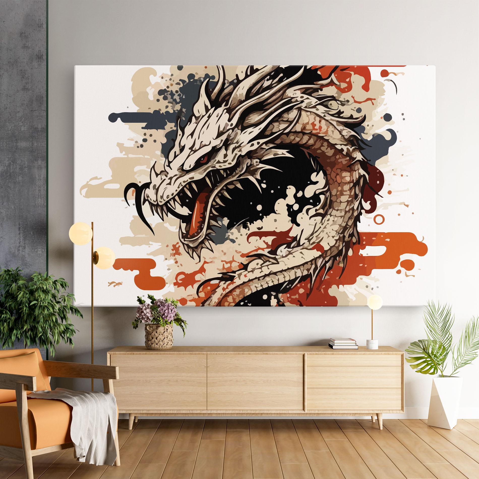 Tablou Canvas Cream Dragon Art mockup 9