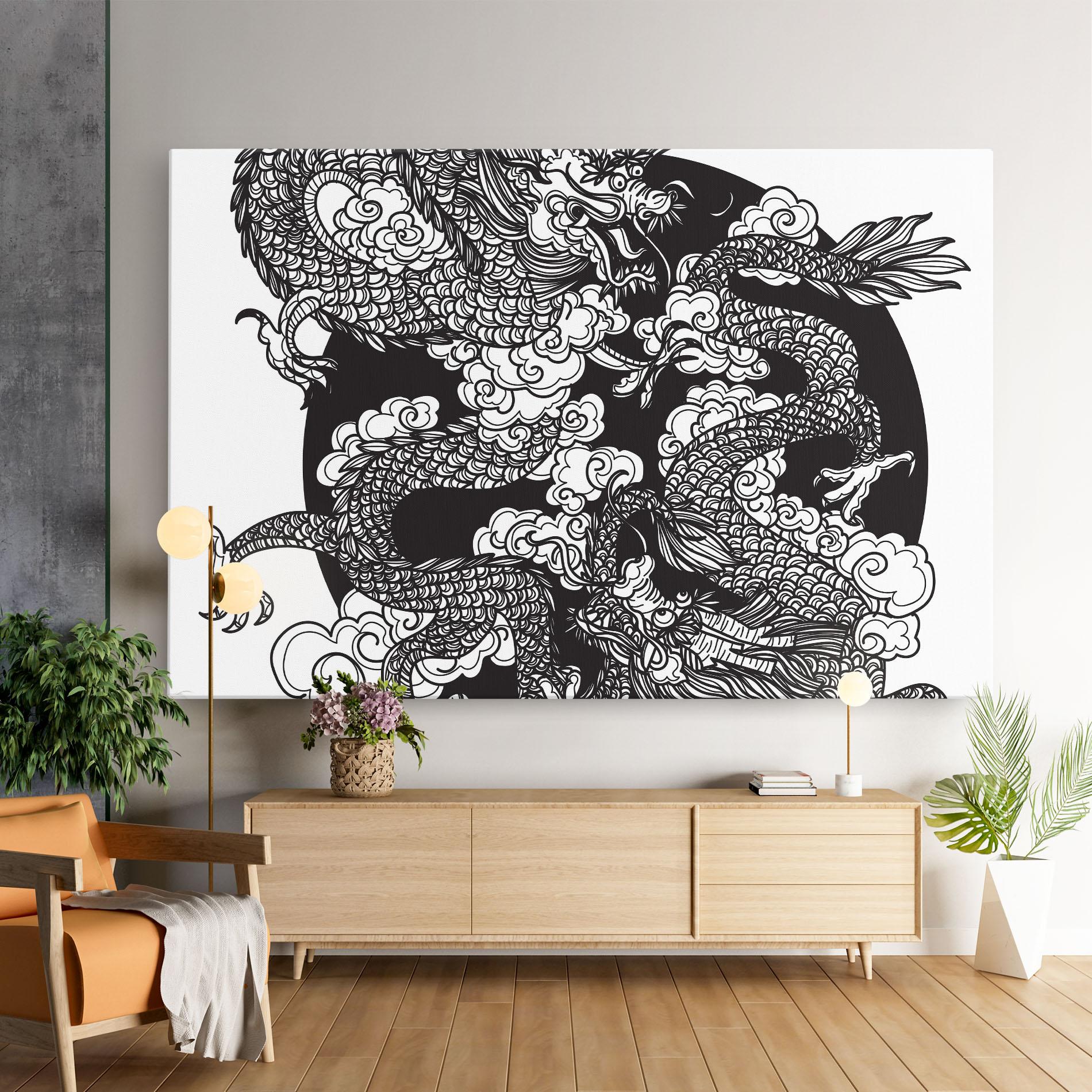 Tablou Canvas Grey Moon Dragon mockup 9