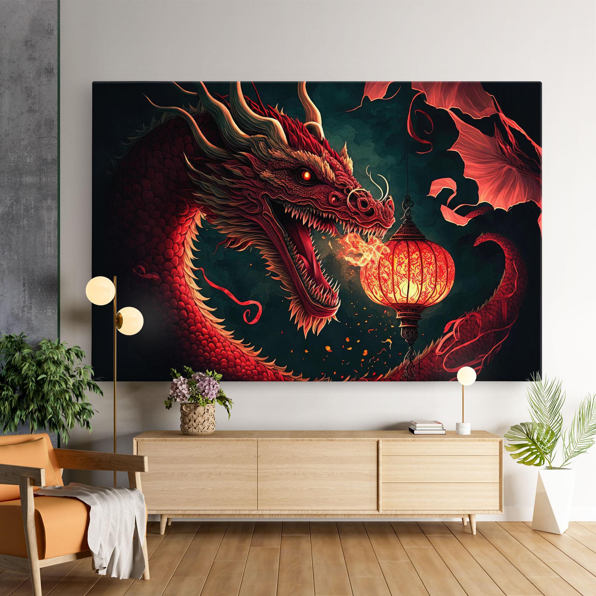 Tablou Canvas Red Fire Dragon mockup 9