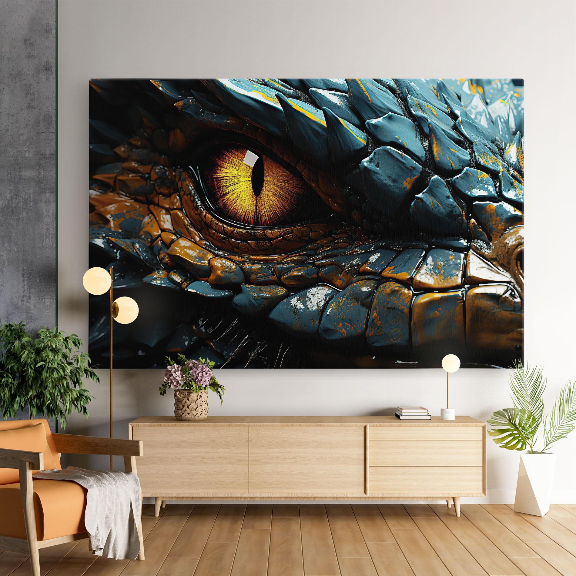 Tablou Canvas Yellow Dragon Eye mockup 9