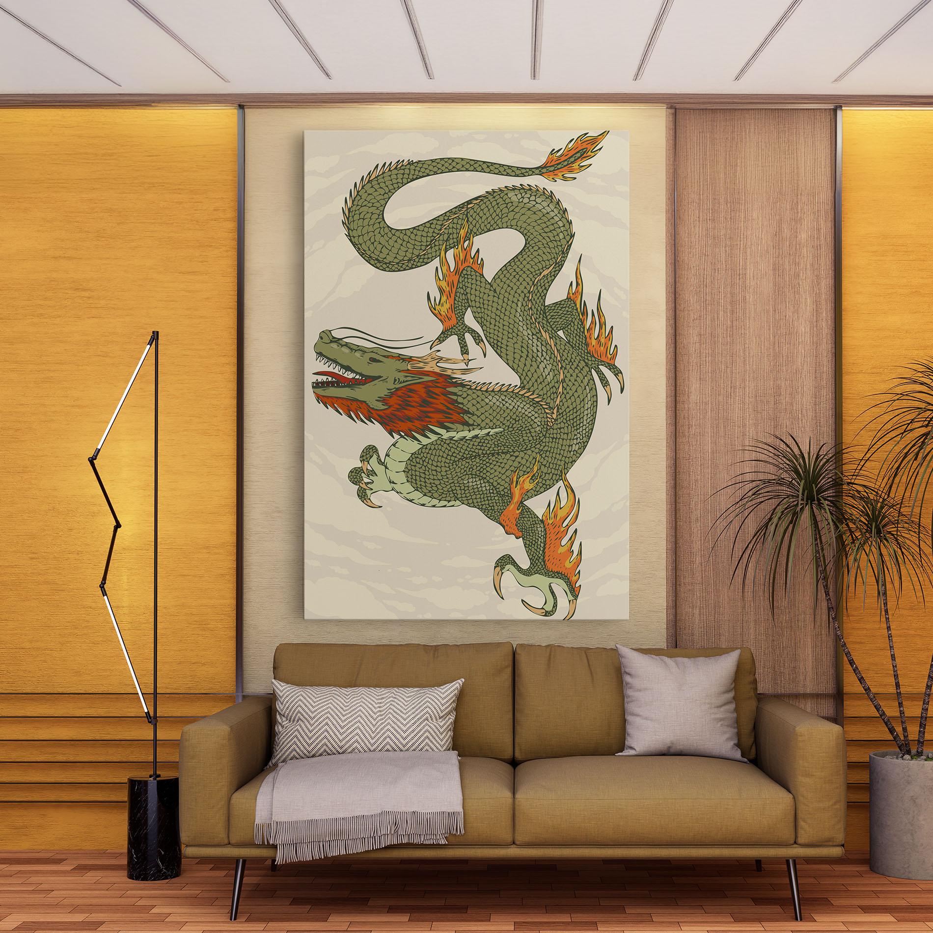 Tablou Canvas Chinese Dragon Green mockup 9