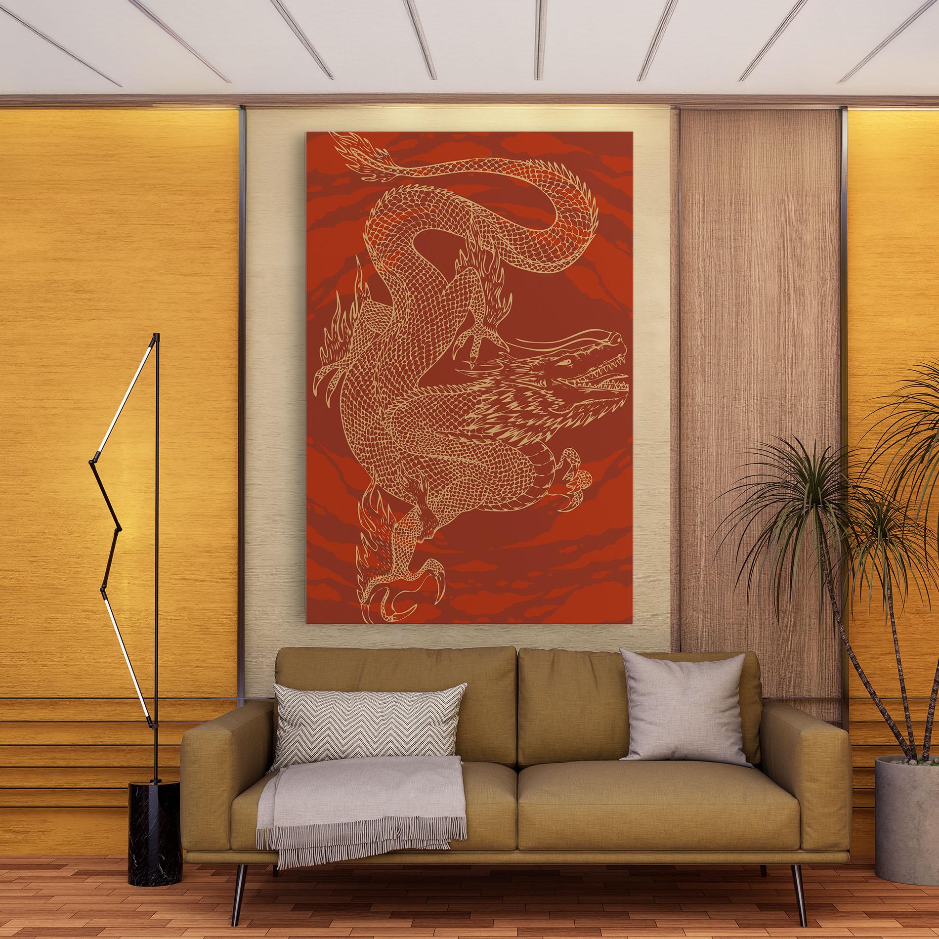 Tablou Canvas Chinese Dragon Red mockup 9