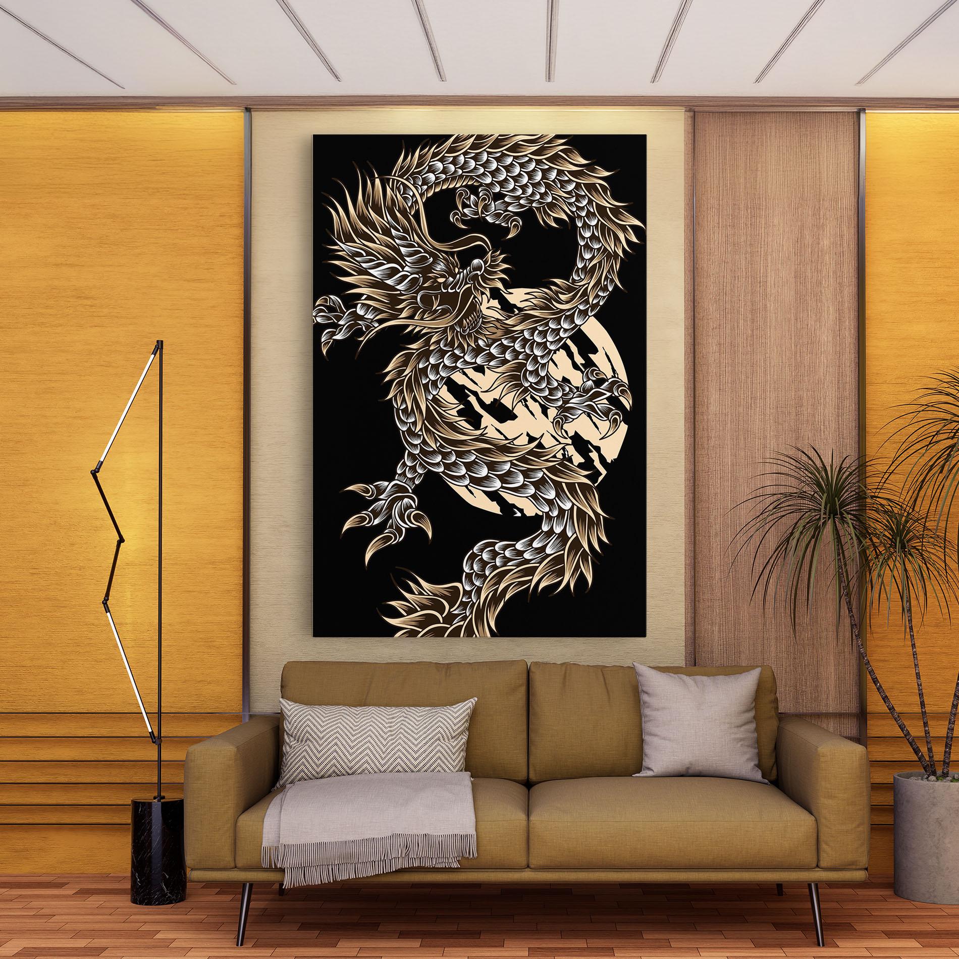 Tablou Canvas Cream Moon Dragon mockup 9