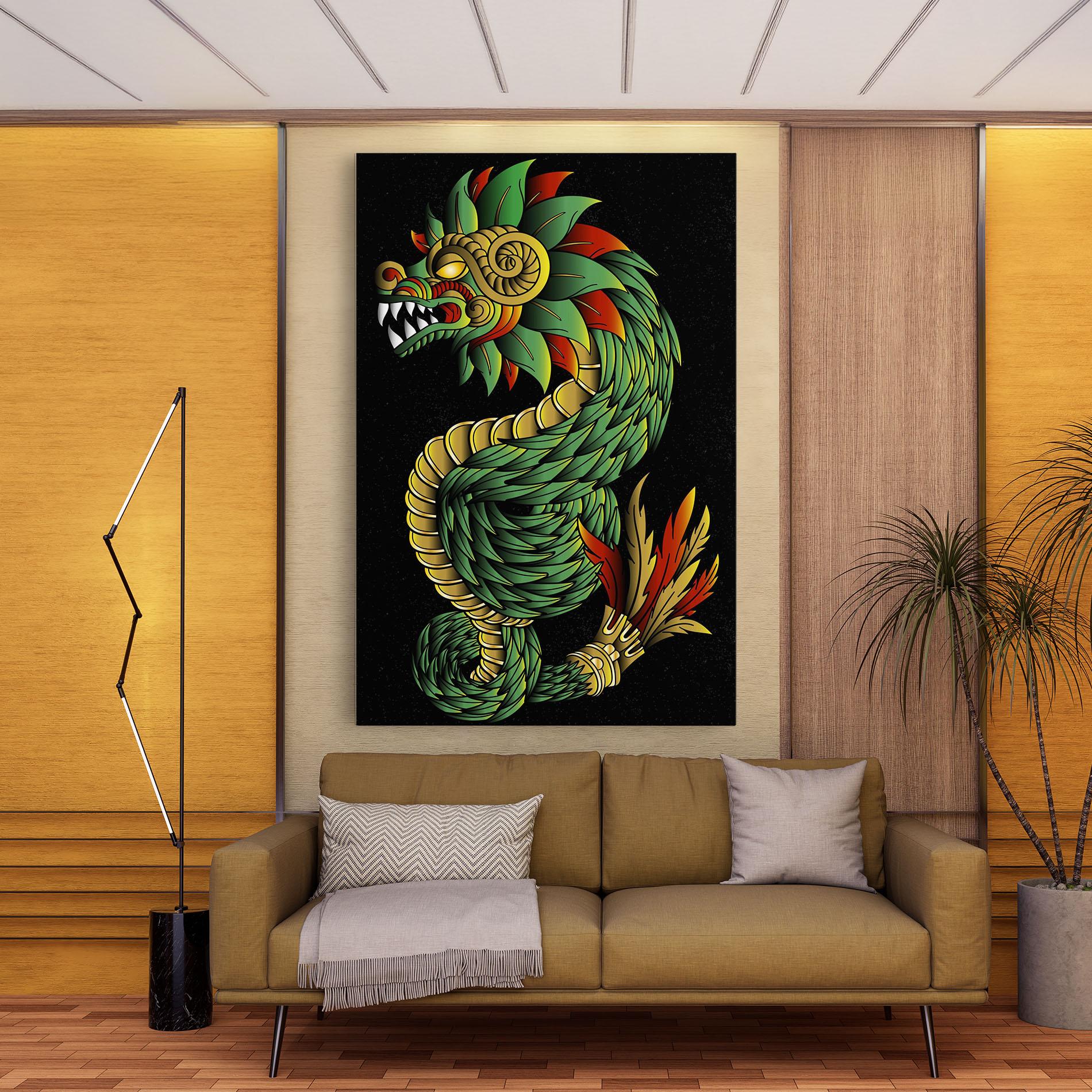 Tablou Canvas Green Yellow Dragon mockup 9