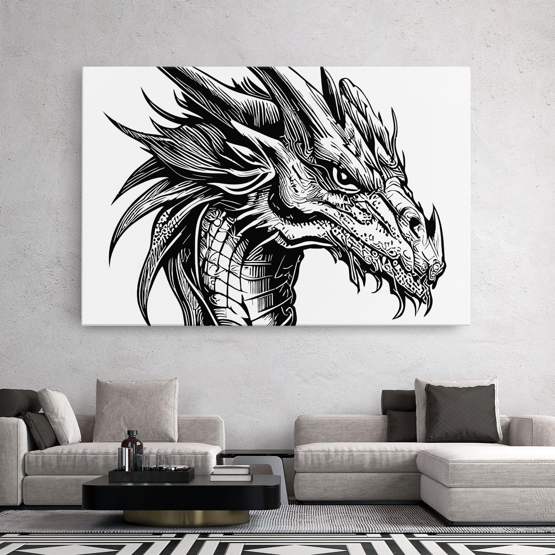 Tablou Canvas Black Line Dragon mockup 2