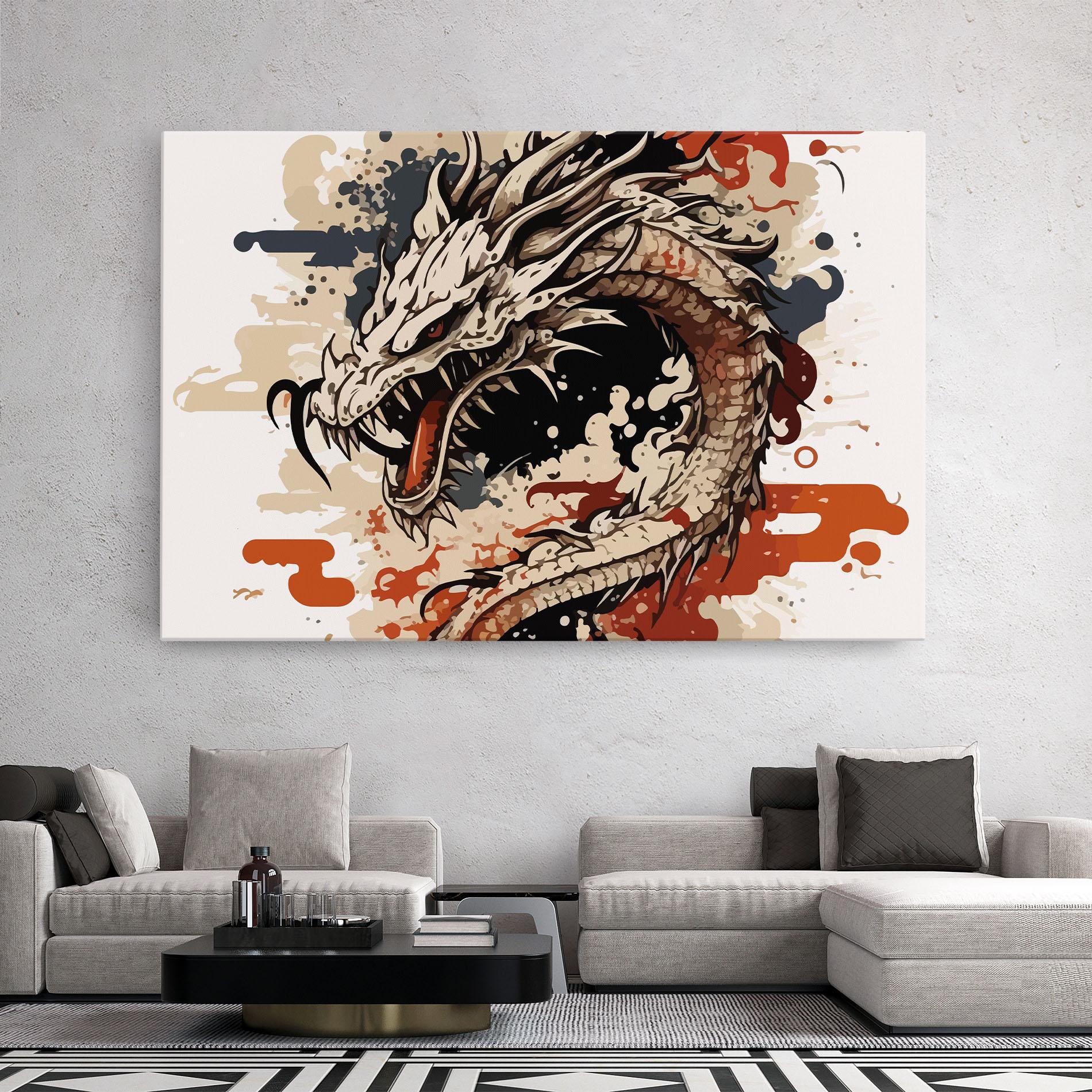 Tablou Canvas Cream Dragon Art mockup 2