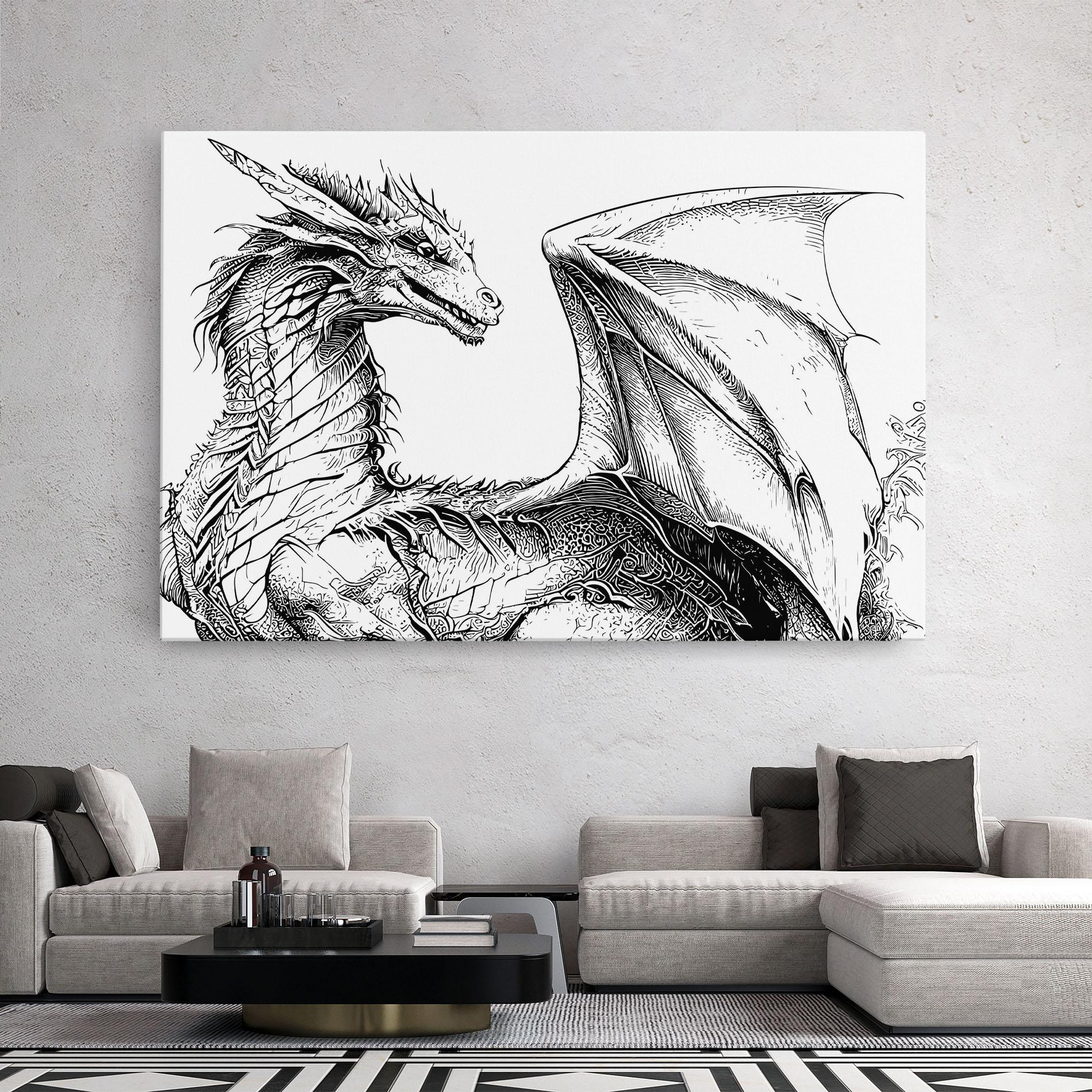 Tablou Canvas Dragon Sketch mockup 2