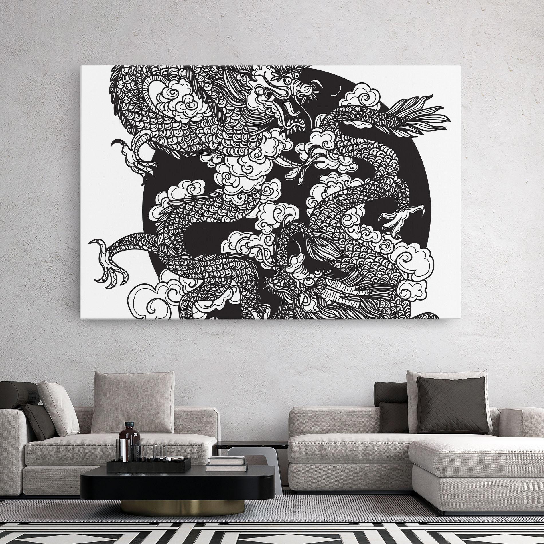 Tablou Canvas Grey Moon Dragon mockup 2