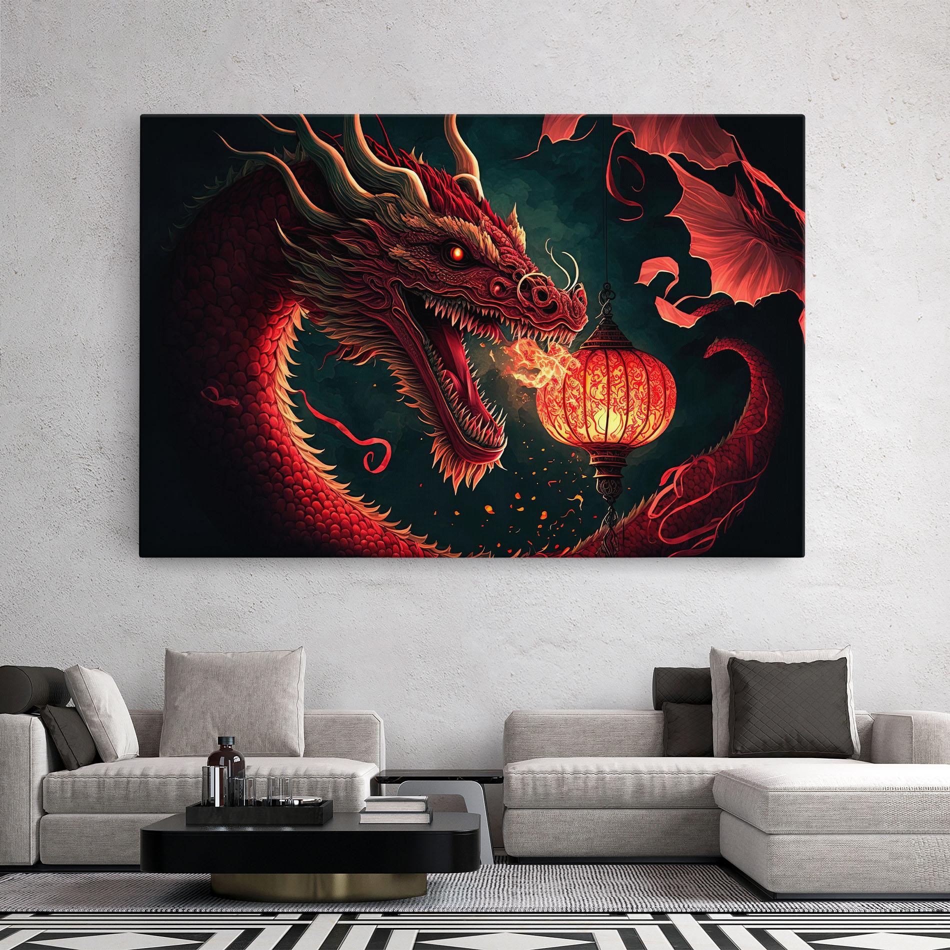 Tablou Canvas Red Fire Dragon mockup 2