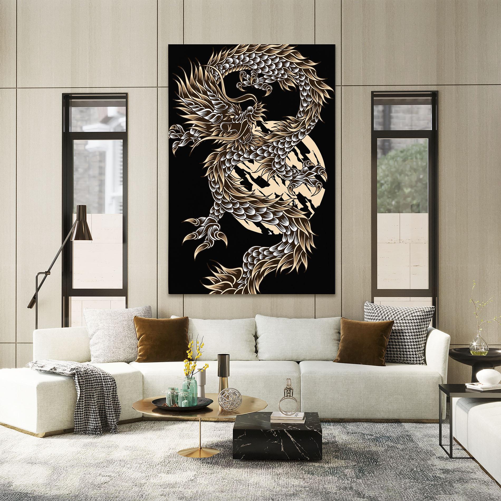 Tablou Canvas Cream Moon Dragon mockup 2