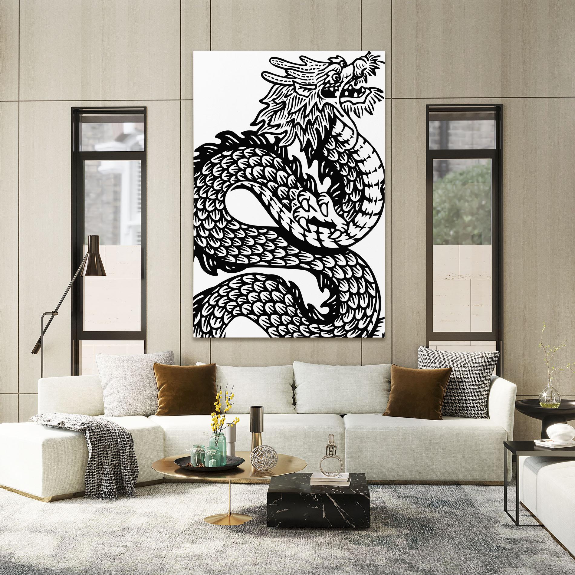 Tablou Canvas Dragon Black Line mockup 2