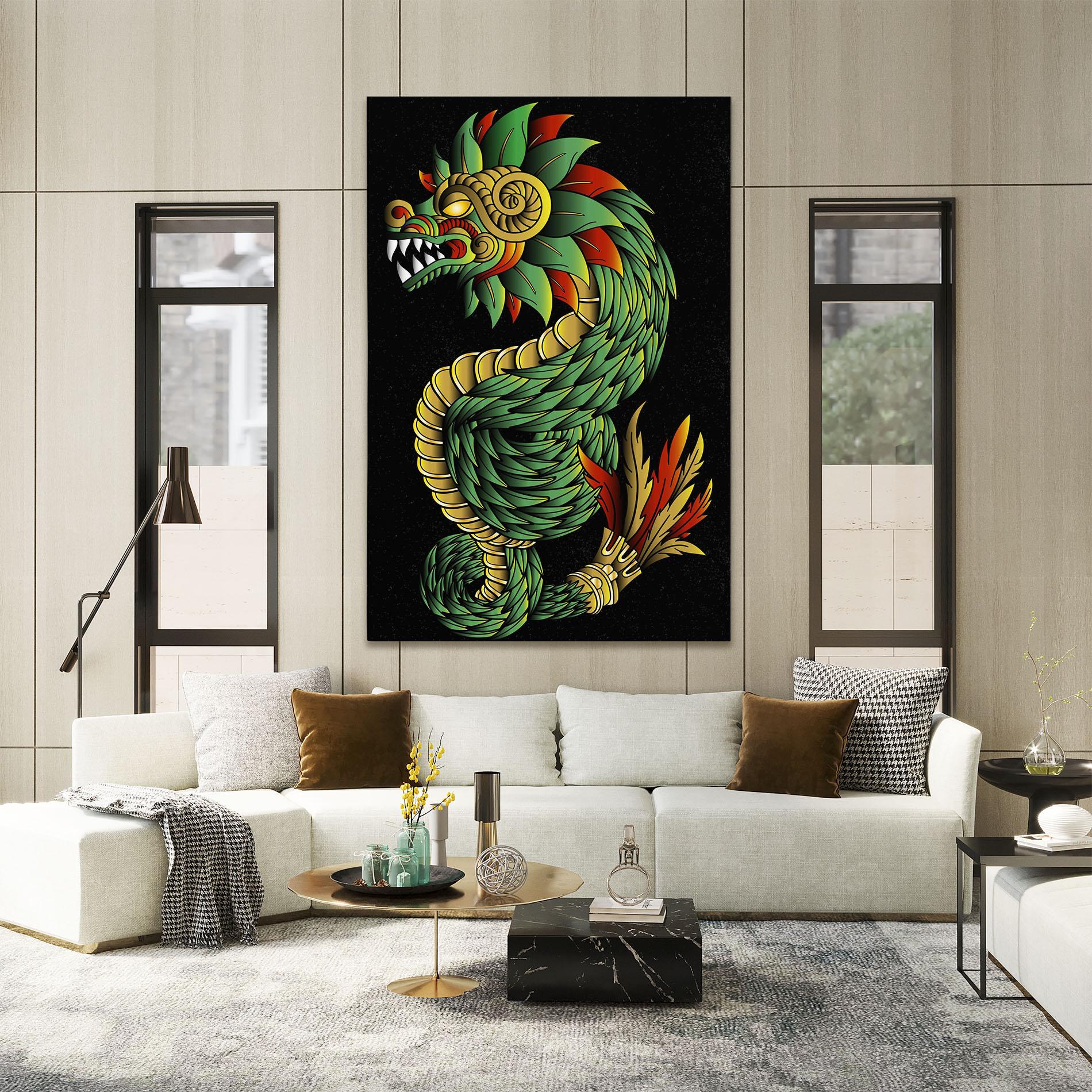 Tablou Canvas Green Yellow Dragon mockup 2