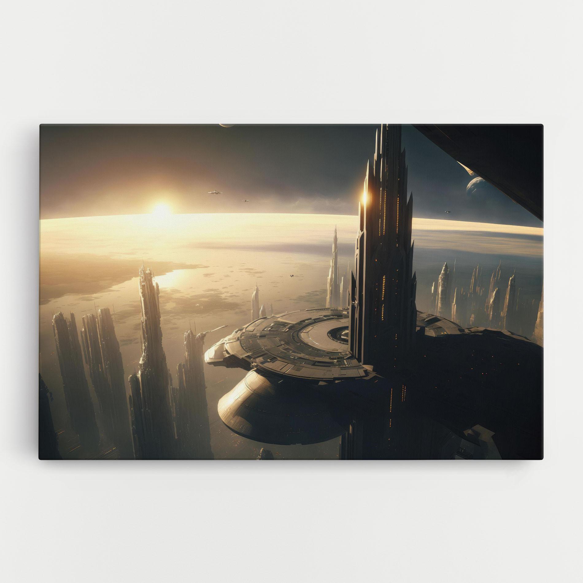 Tablou Canvas Fantasy Futuristic Cityscape mockup 0