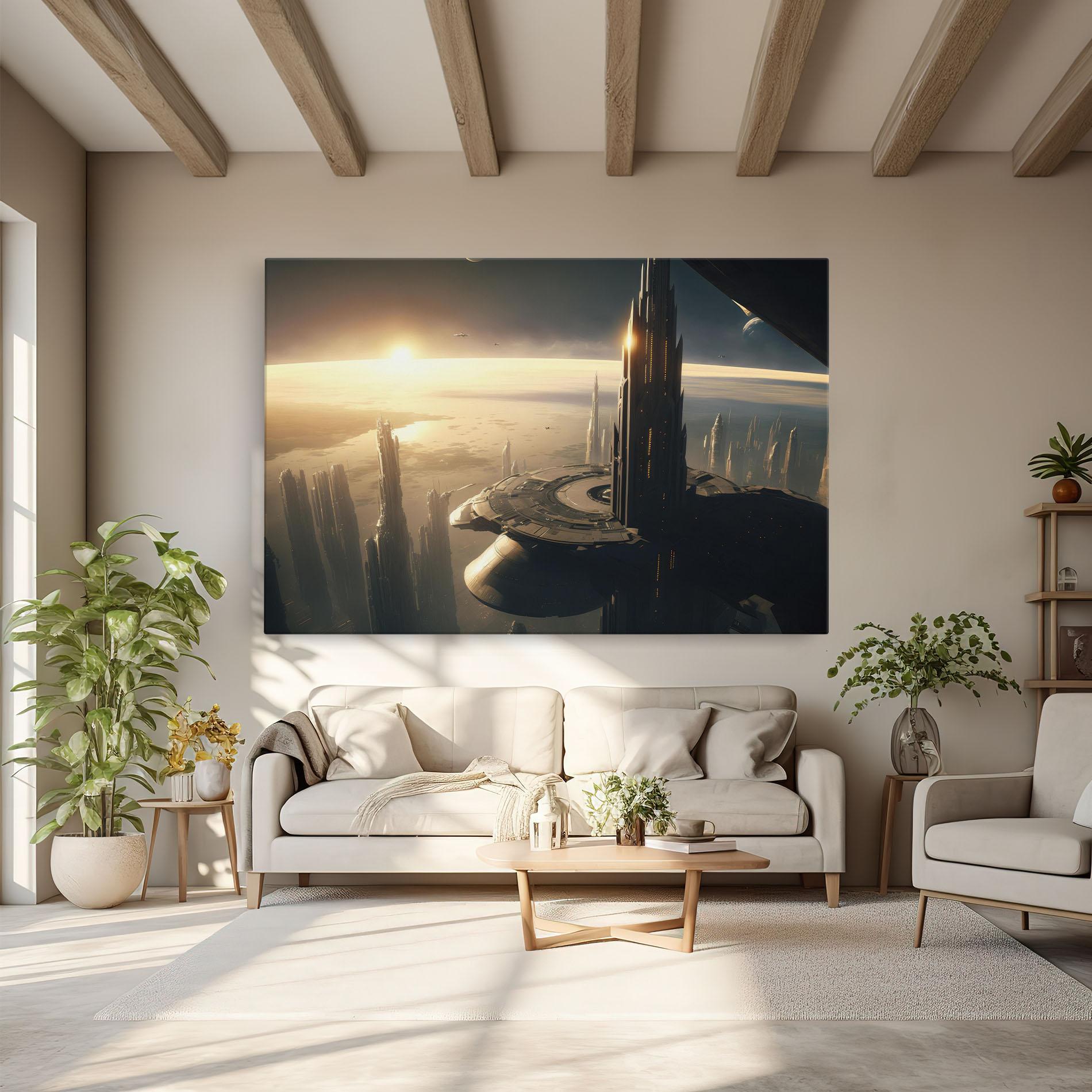 Tablou Canvas Fantasy Futuristic Cityscape mockup 6