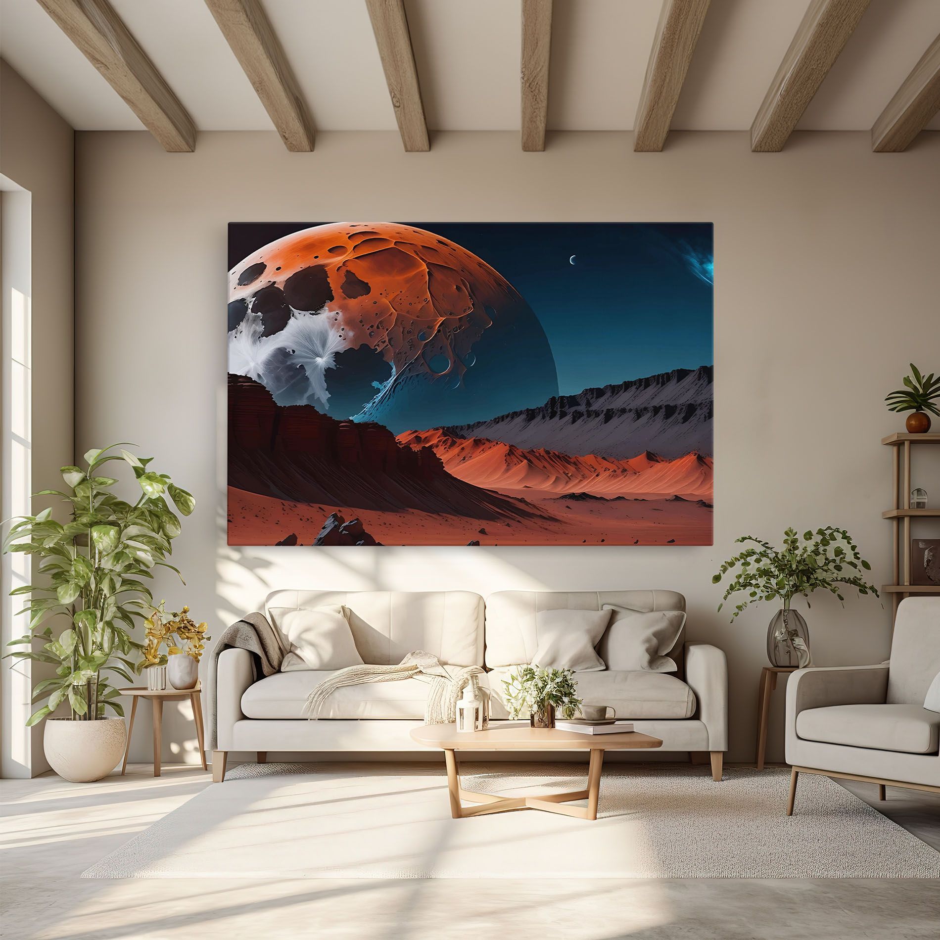 Grey Orange Moon Art mockup 6