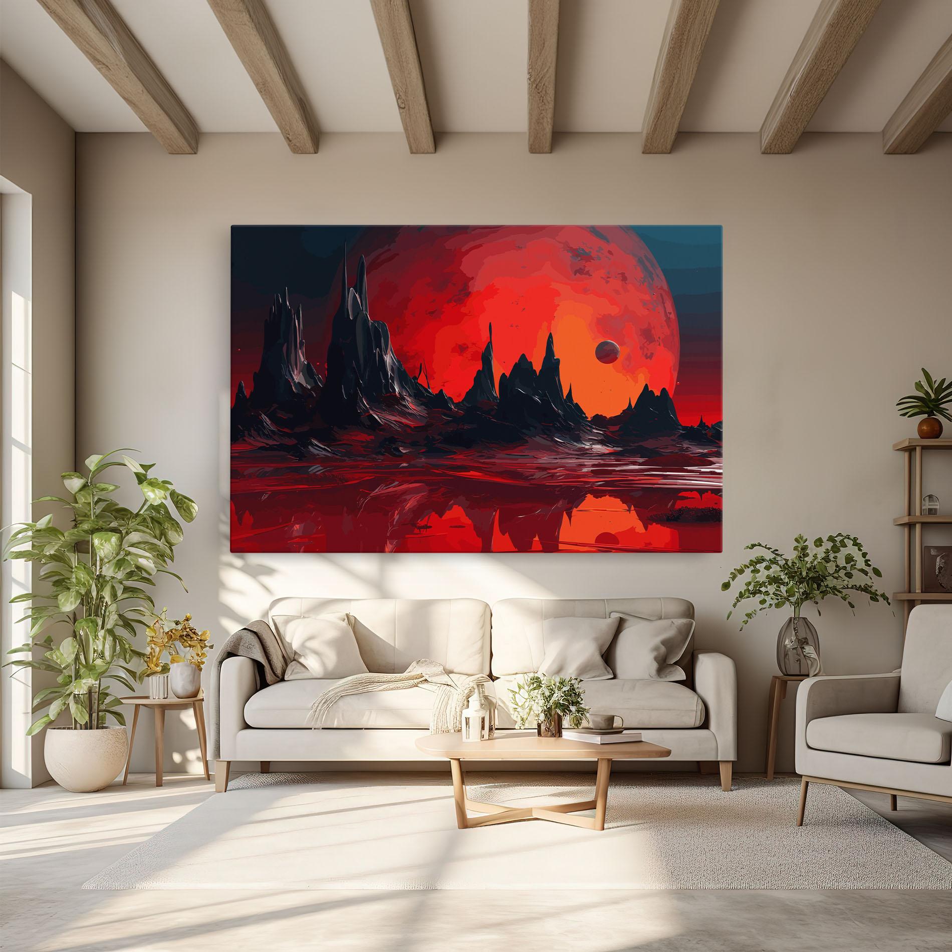 Tablou Canvas Red Moon World mockup 6