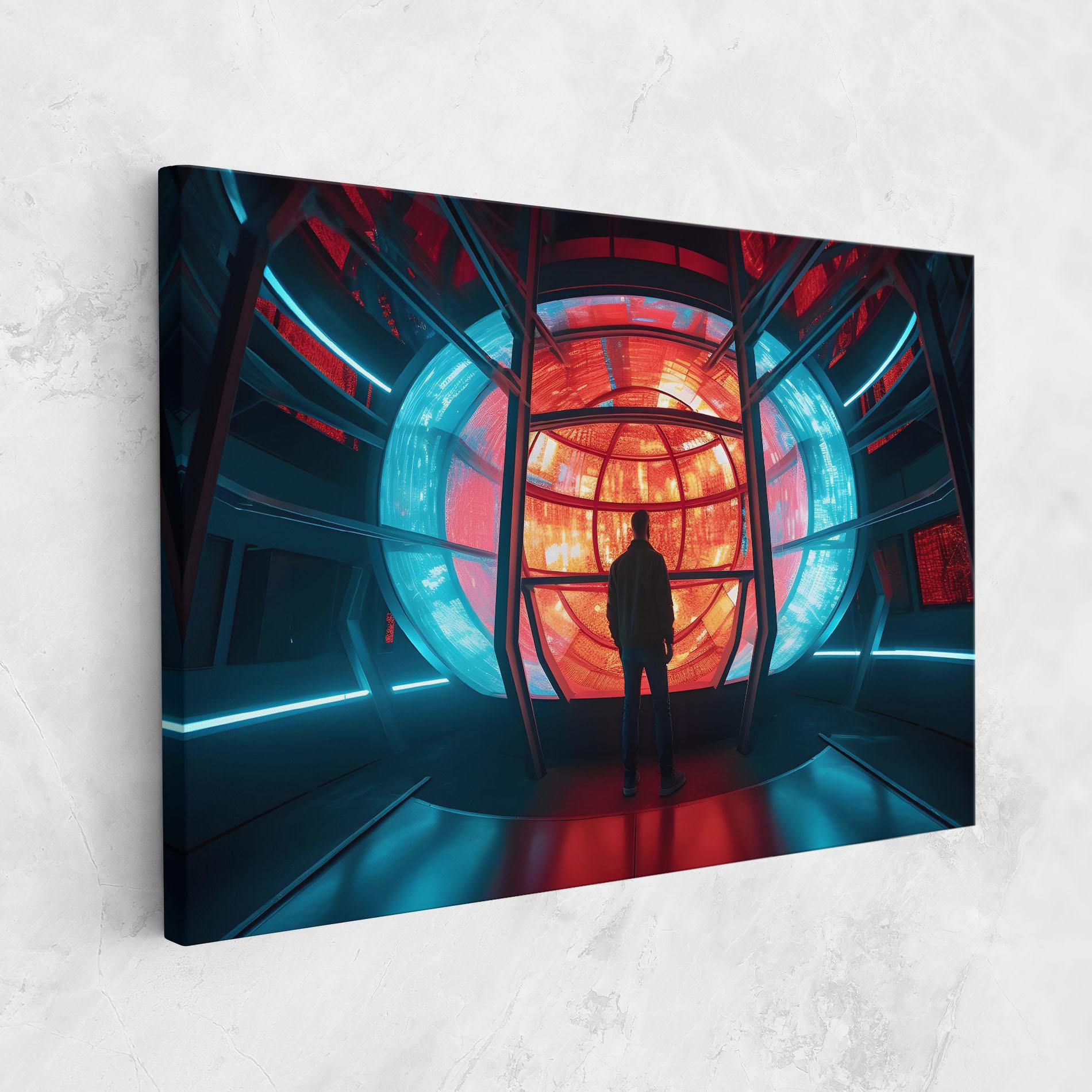 Tablou Canvas Tunnel Red Blue Light mockup 1