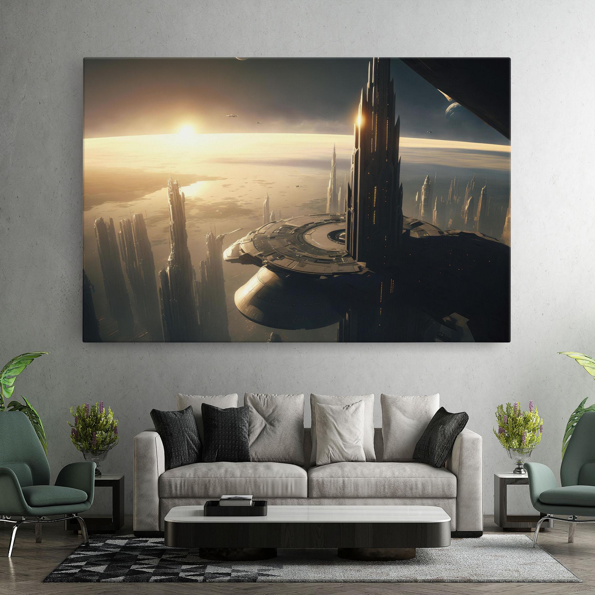 Tablou Canvas Fantasy Futuristic Cityscape mockup 7