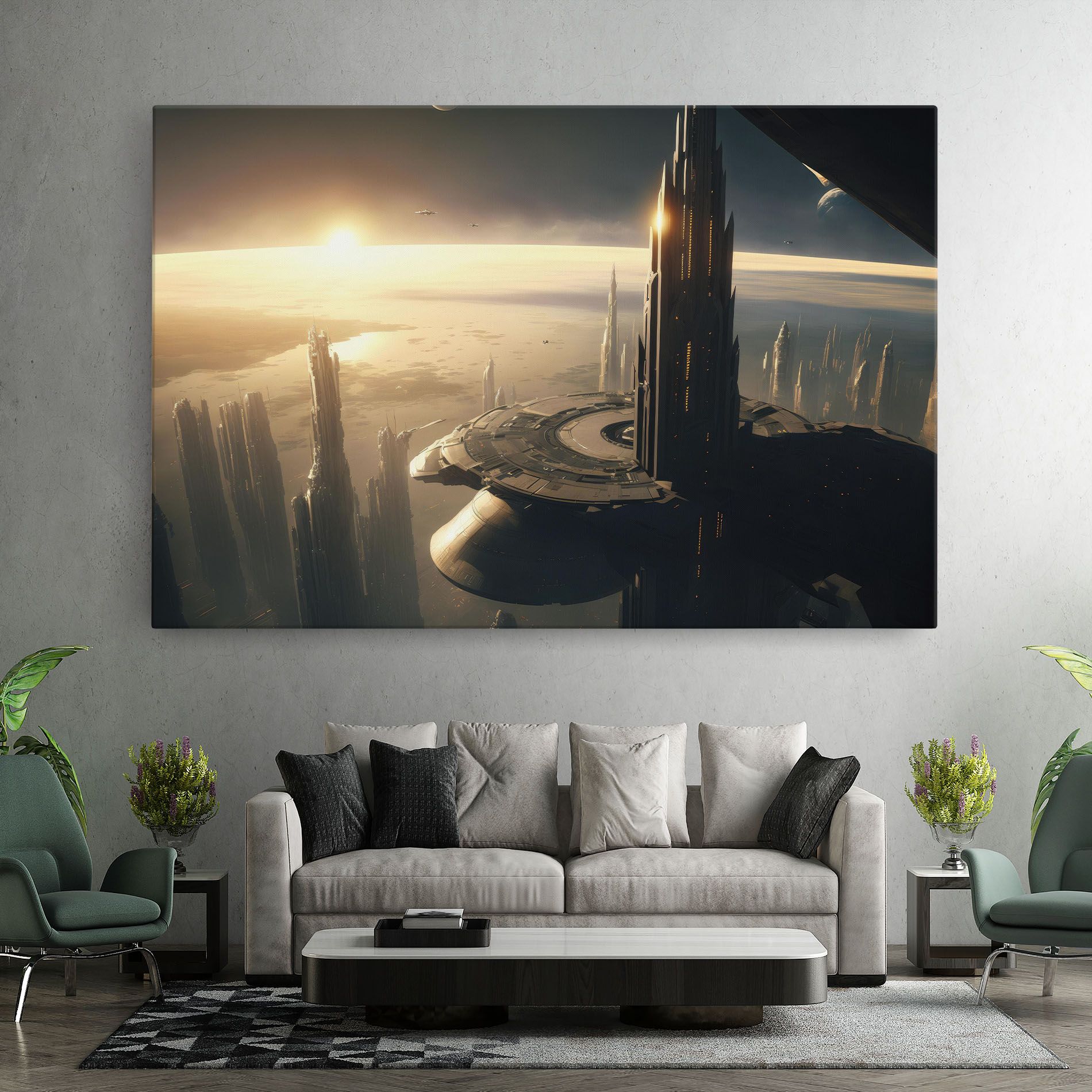 Fantasy Futuristic Cityscape mockup 7