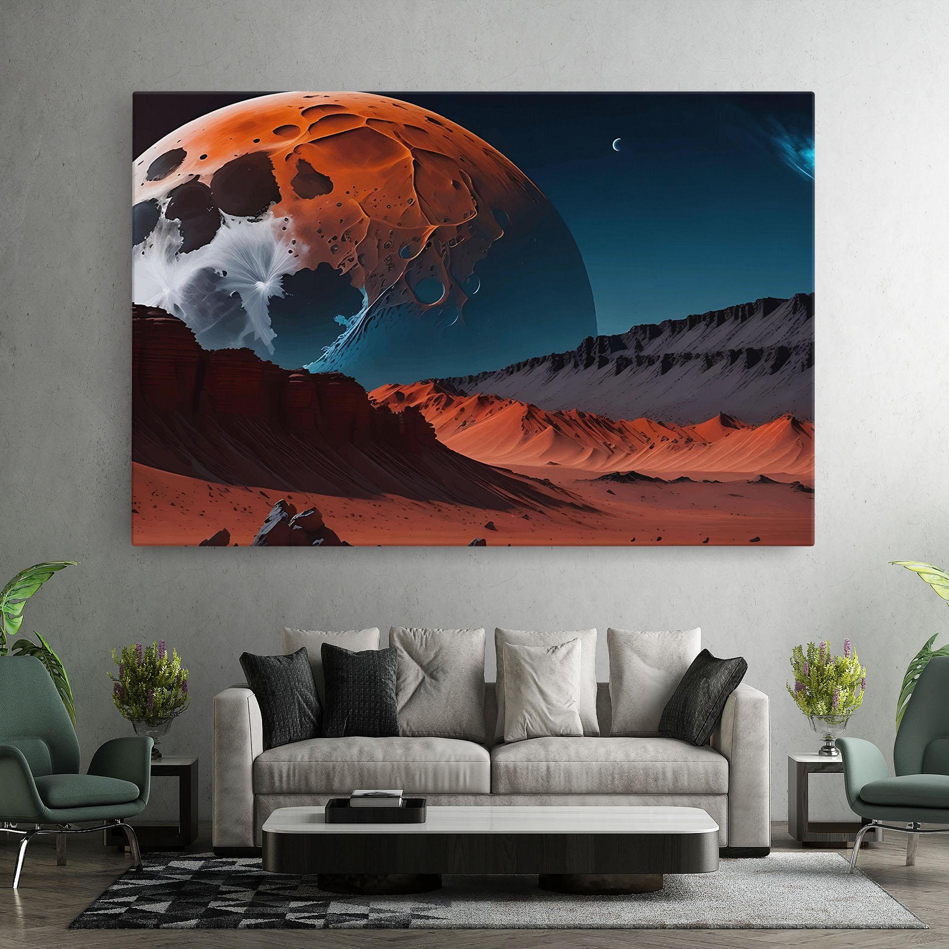 Tablou Canvas Grey Orange Moon Art mockup 7