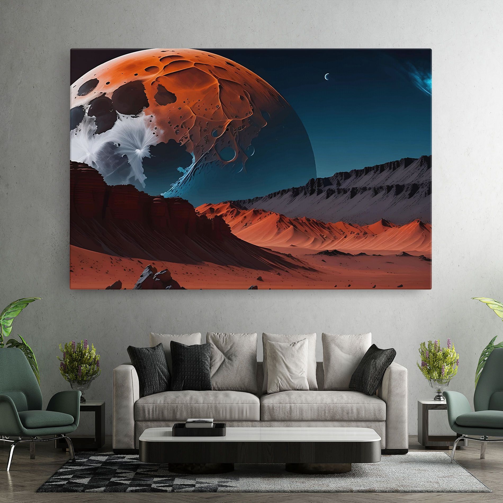 Grey Orange Moon Art mockup 7