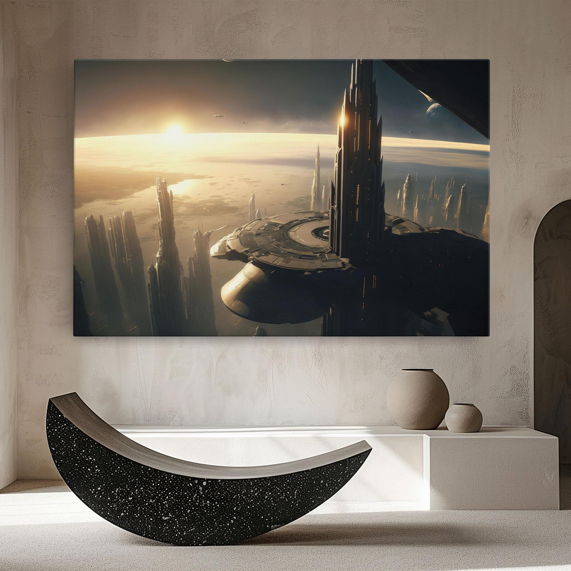 Tablou Canvas Fantasy Futuristic Cityscape mockup 8