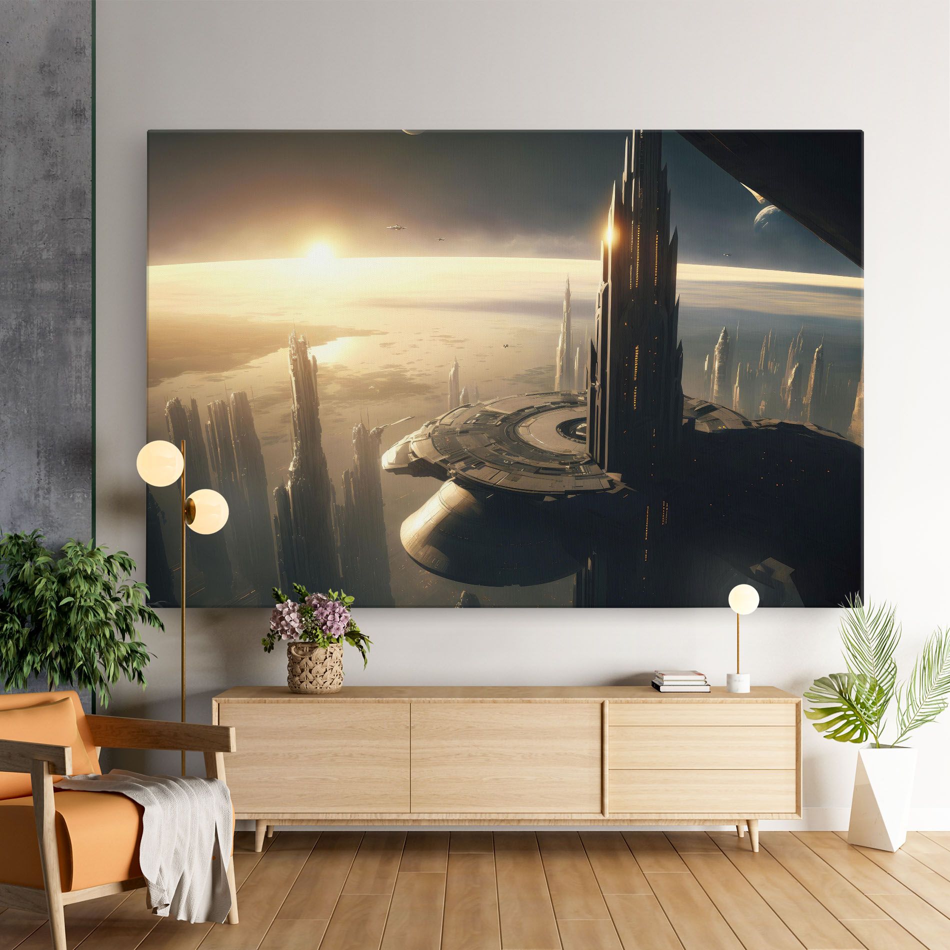 Fantasy Futuristic Cityscape mockup 9