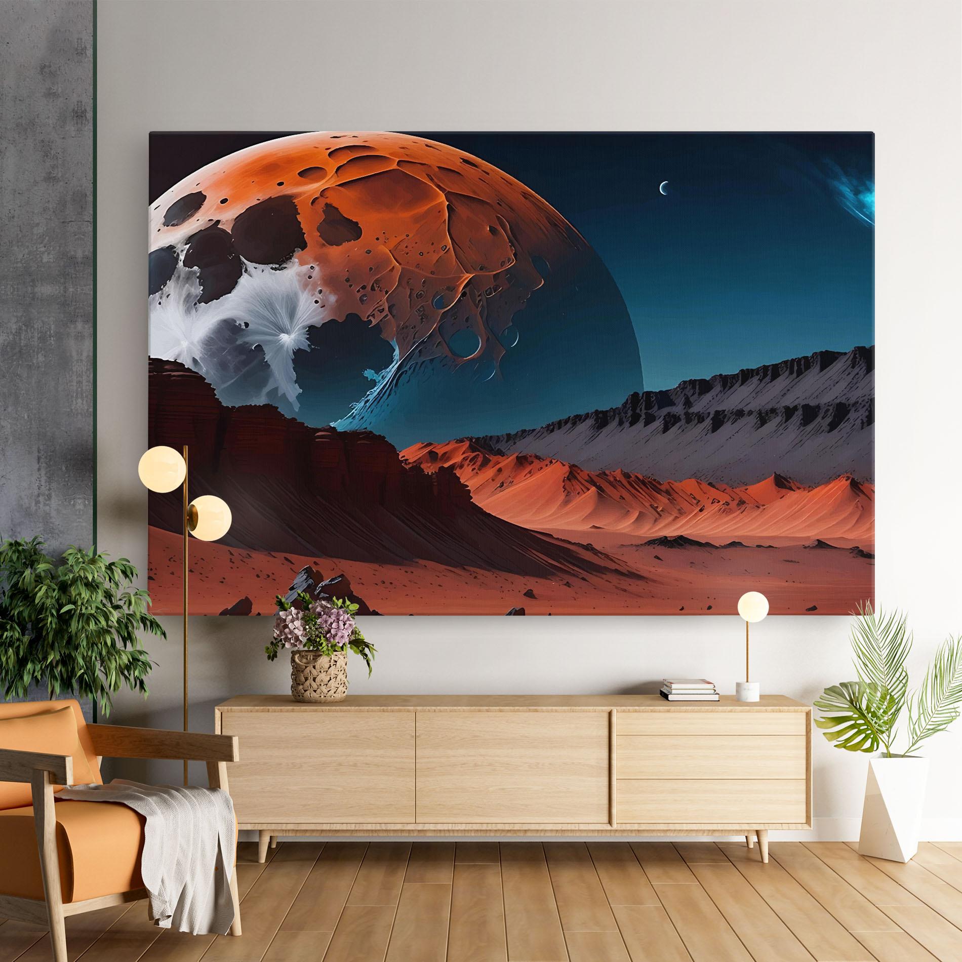 Tablou Canvas Grey Orange Moon Art mockup 9