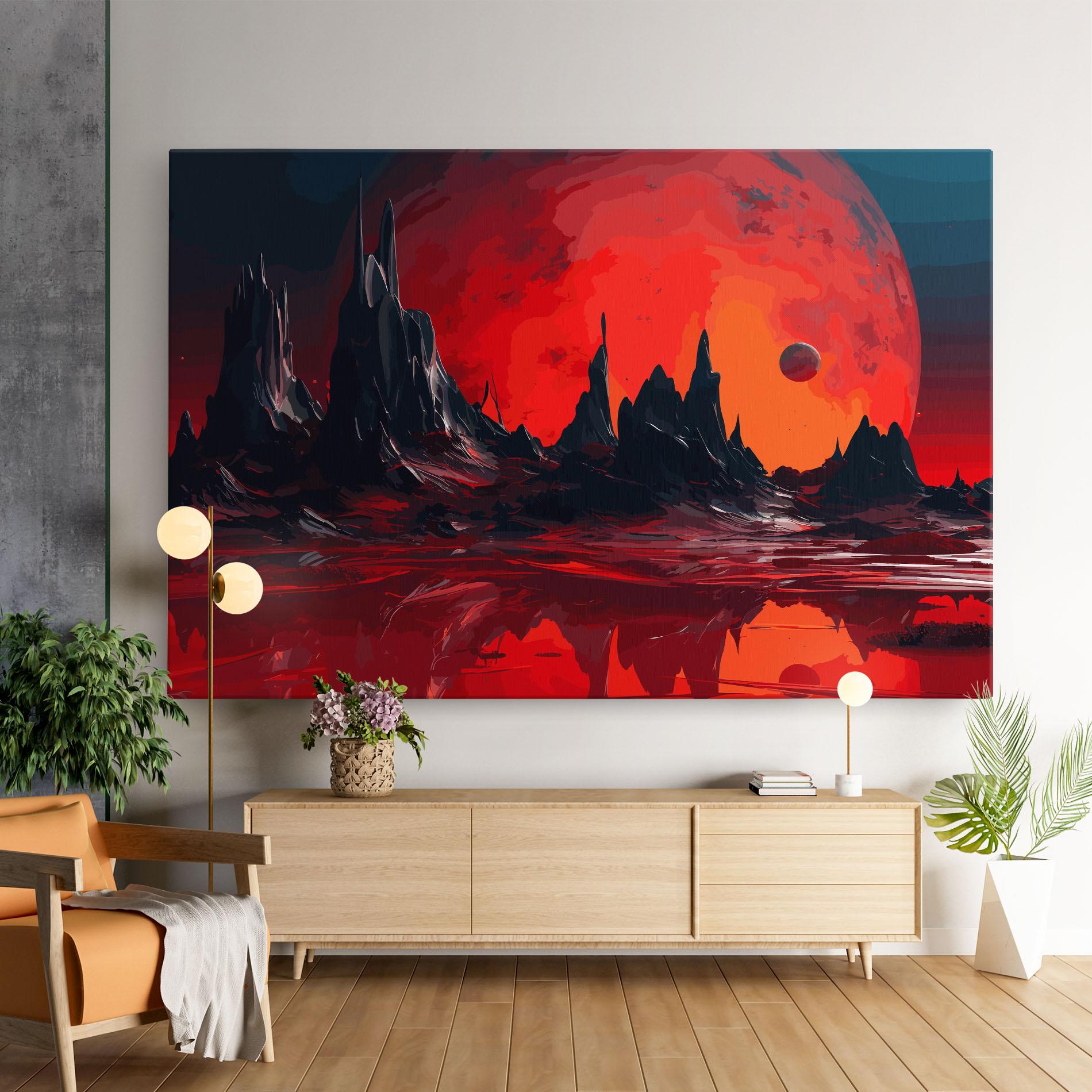 Tablou Canvas Red Moon World mockup 9