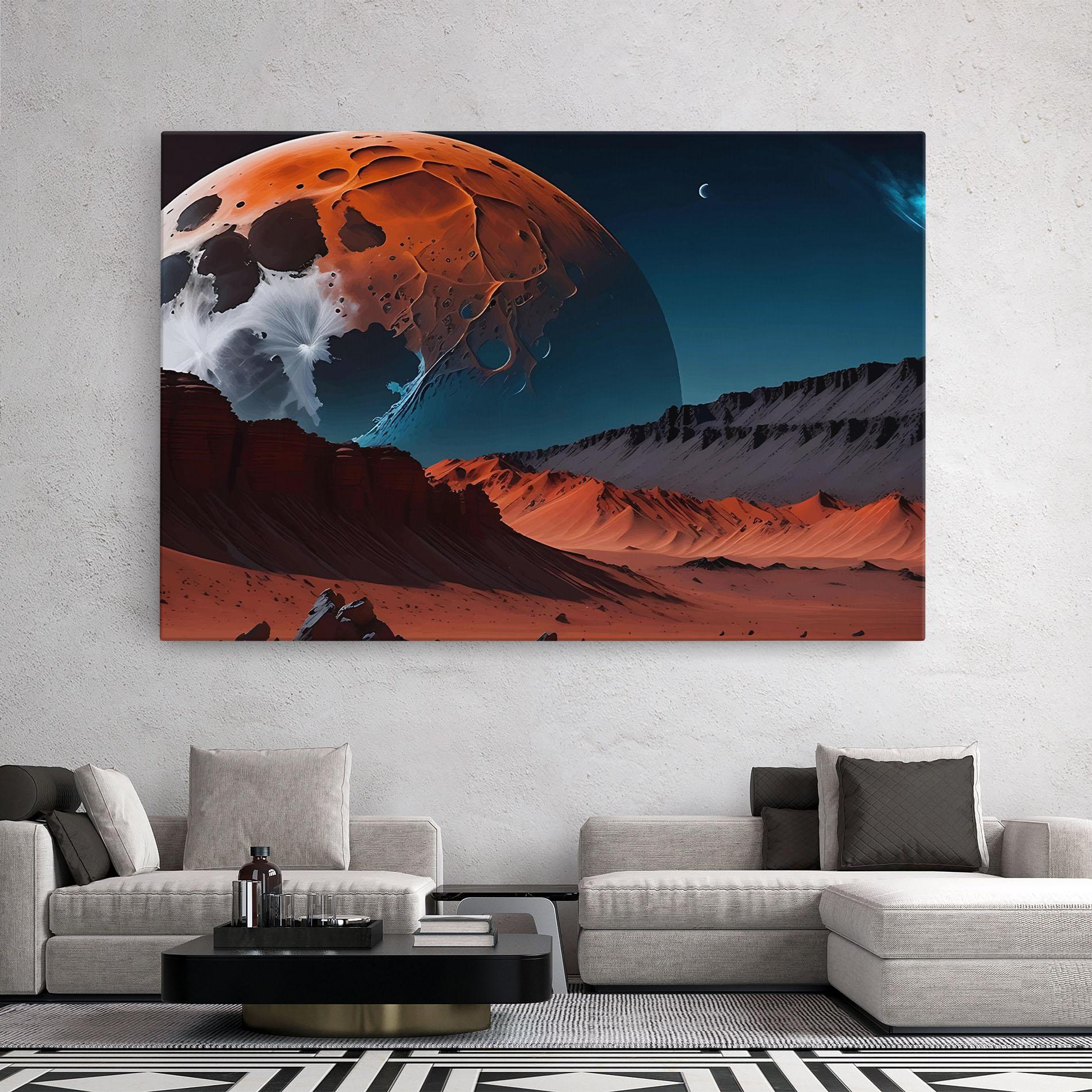 Tablou Canvas Grey Orange Moon Art mockup 2
