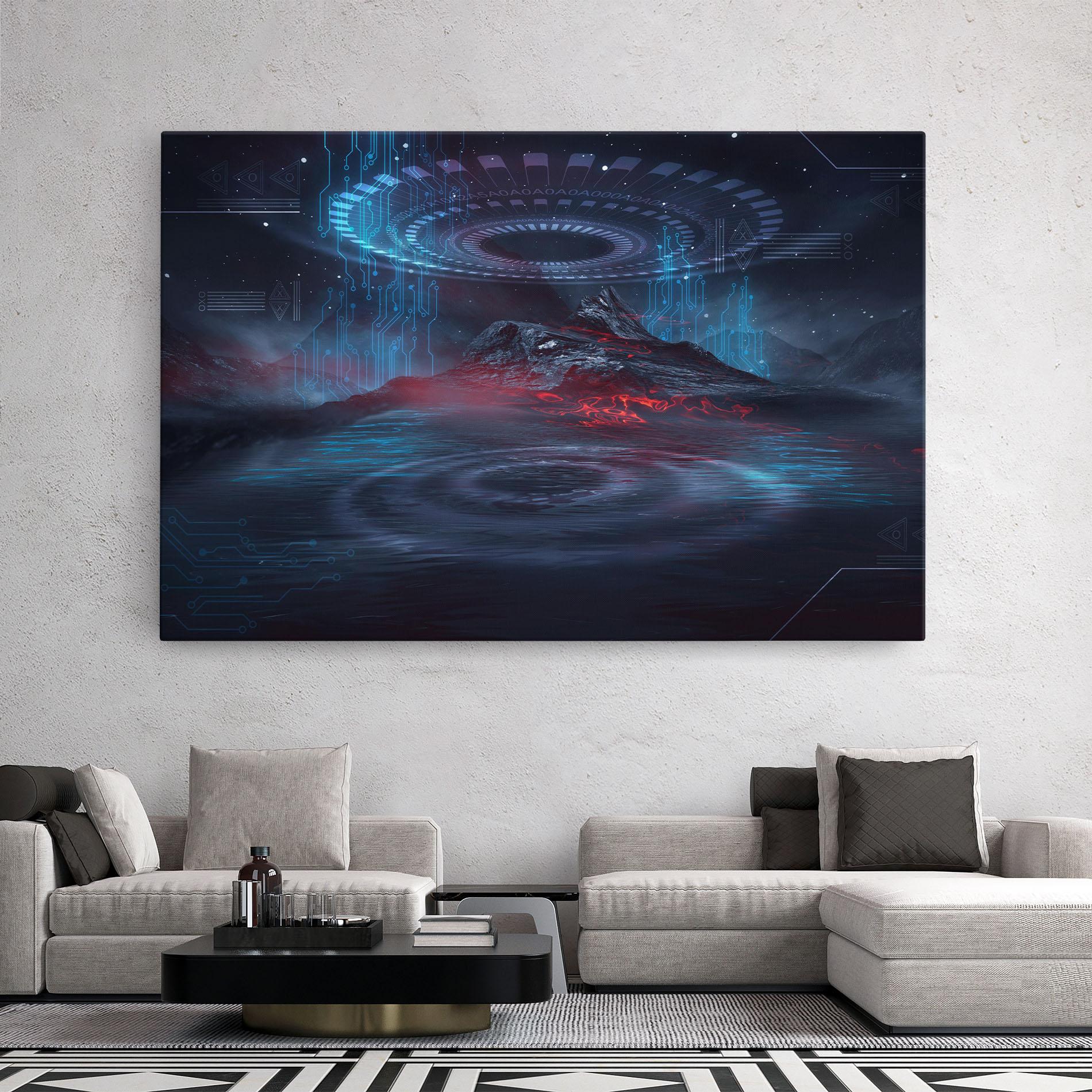 Tablou Canvas Neon Space Galaxy mockup 2