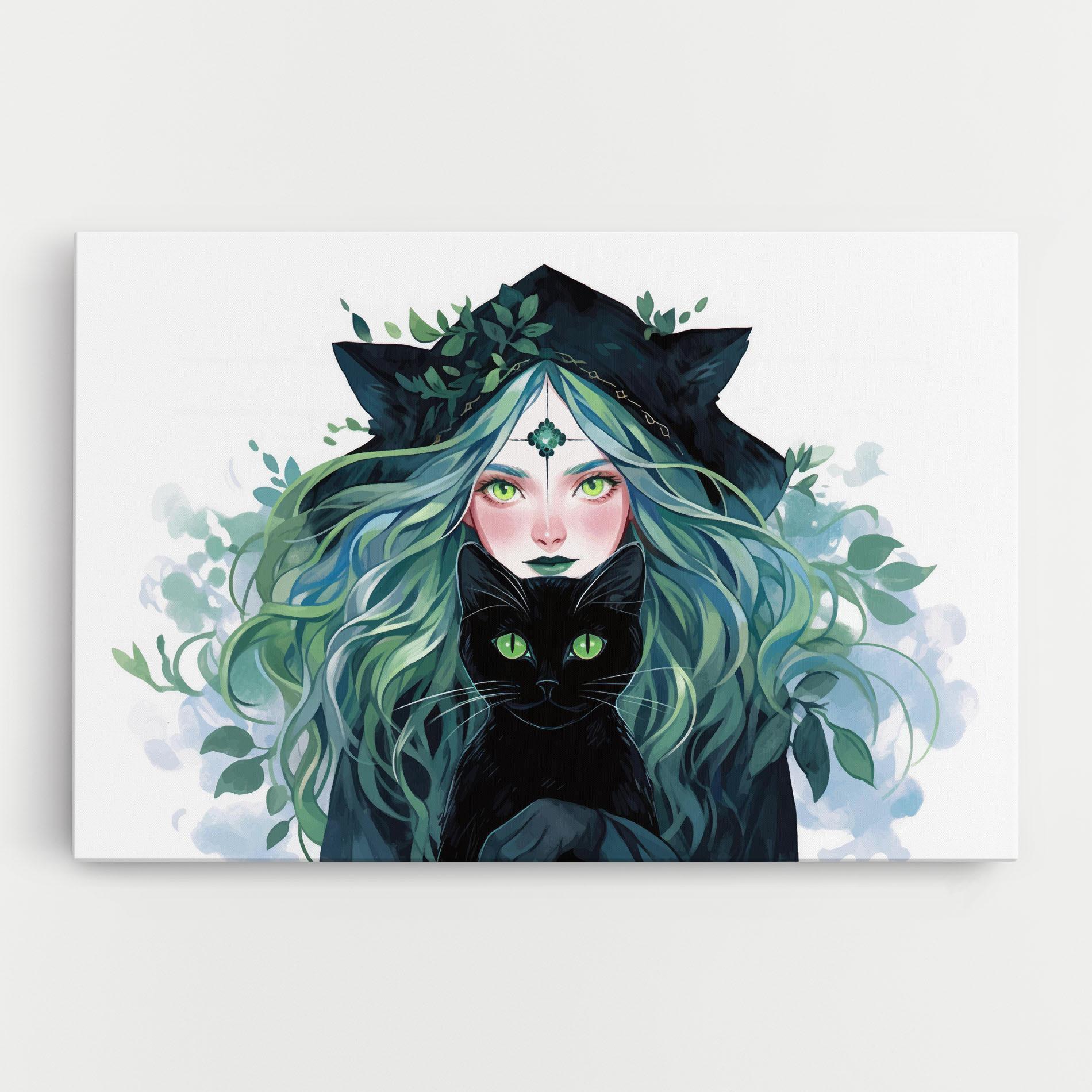 Tablou Canvas Magic Cat Witch mockup 0