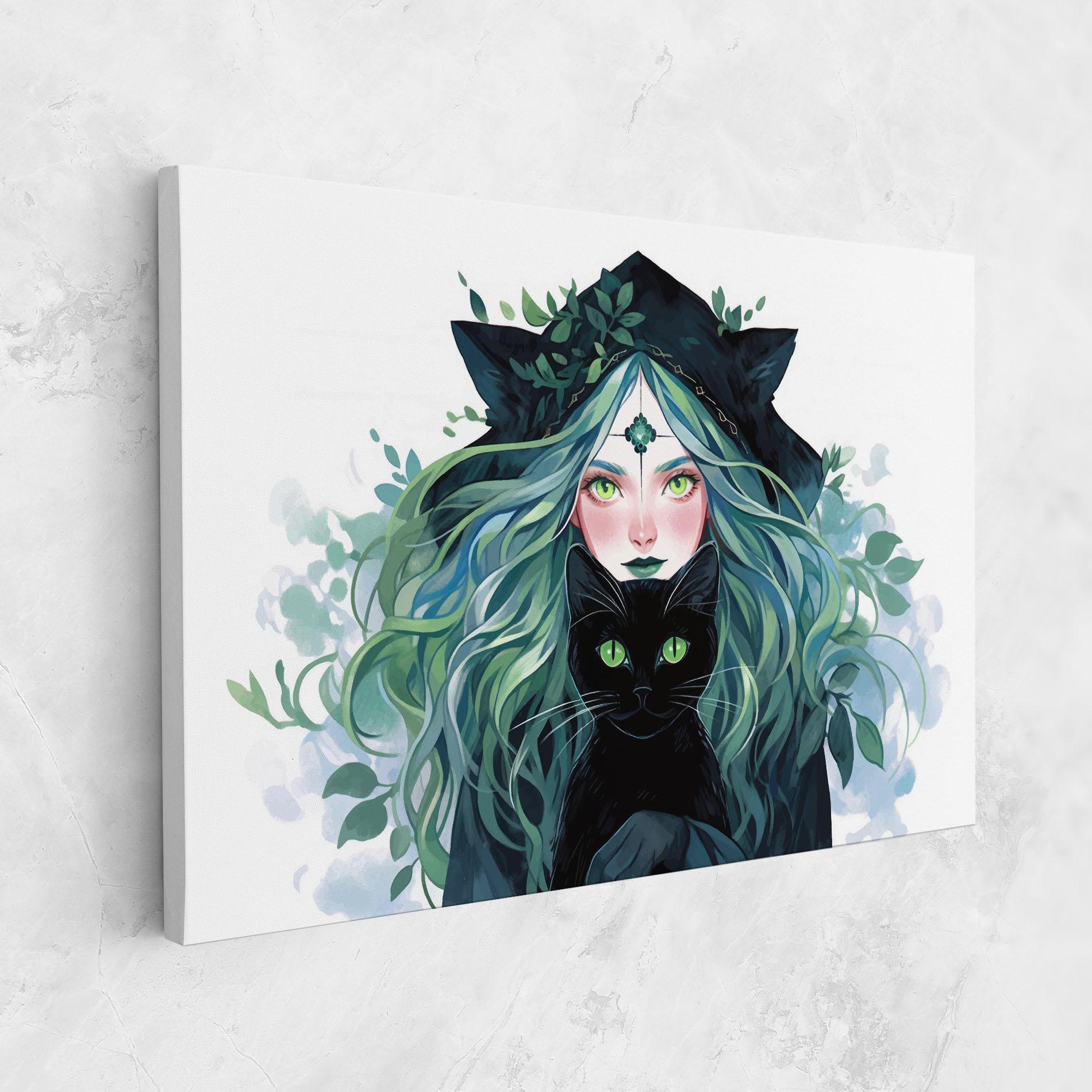 Tablou Canvas Magic Cat Witch mockup 1
