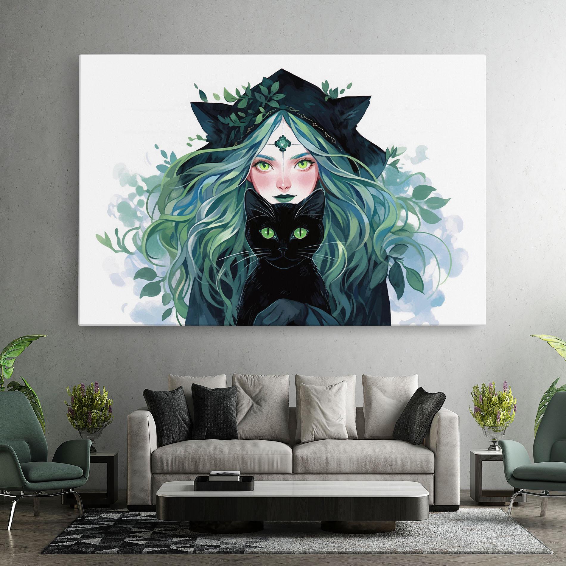 Tablou Canvas Magic Cat Witch mockup 7