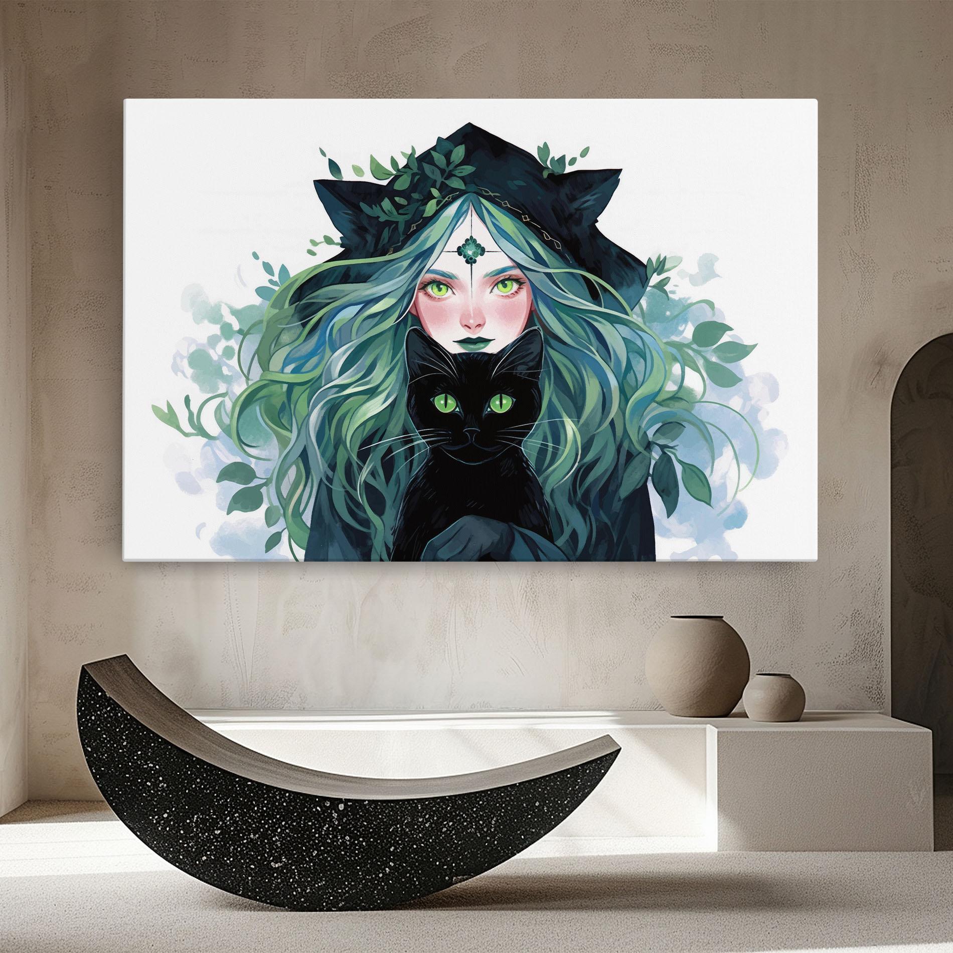 Tablou Canvas Magic Cat Witch mockup 8
