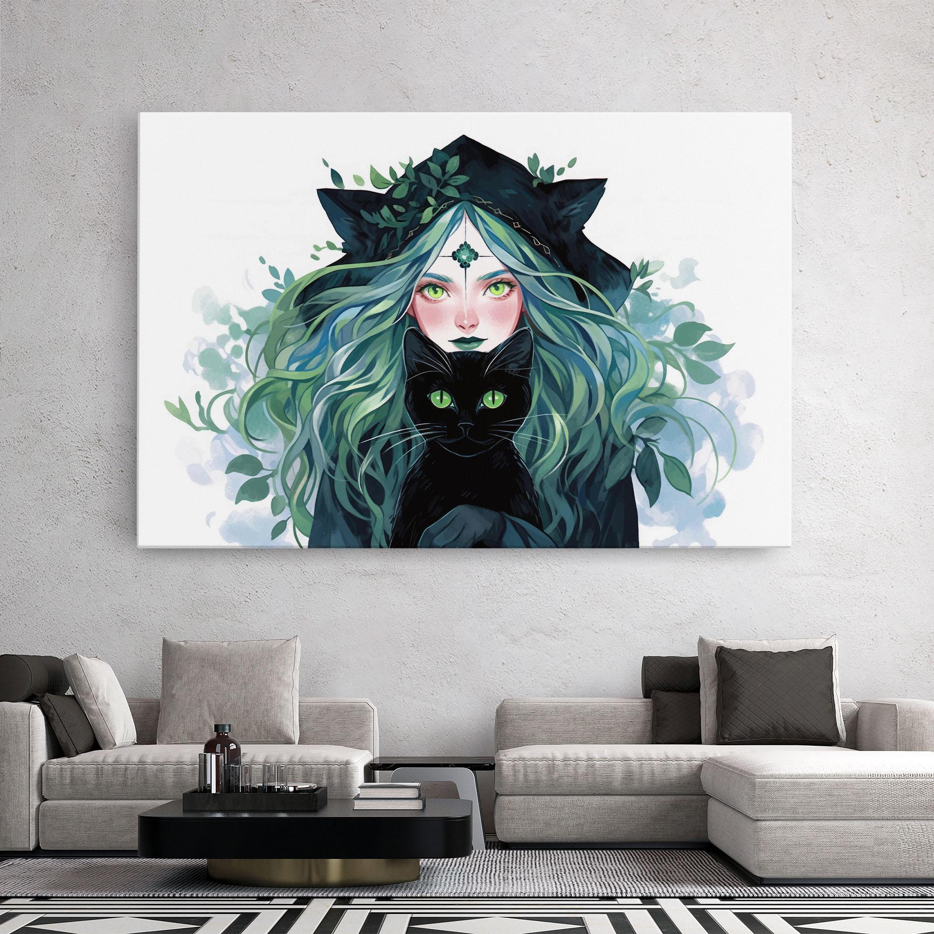 Tablou Canvas Magic Cat Witch mockup 2