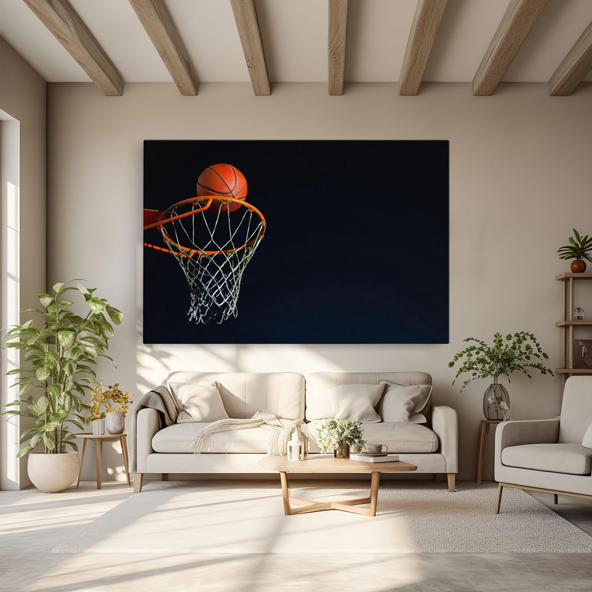 Tablou Canvas Basketball Hoop On Black mockup 6