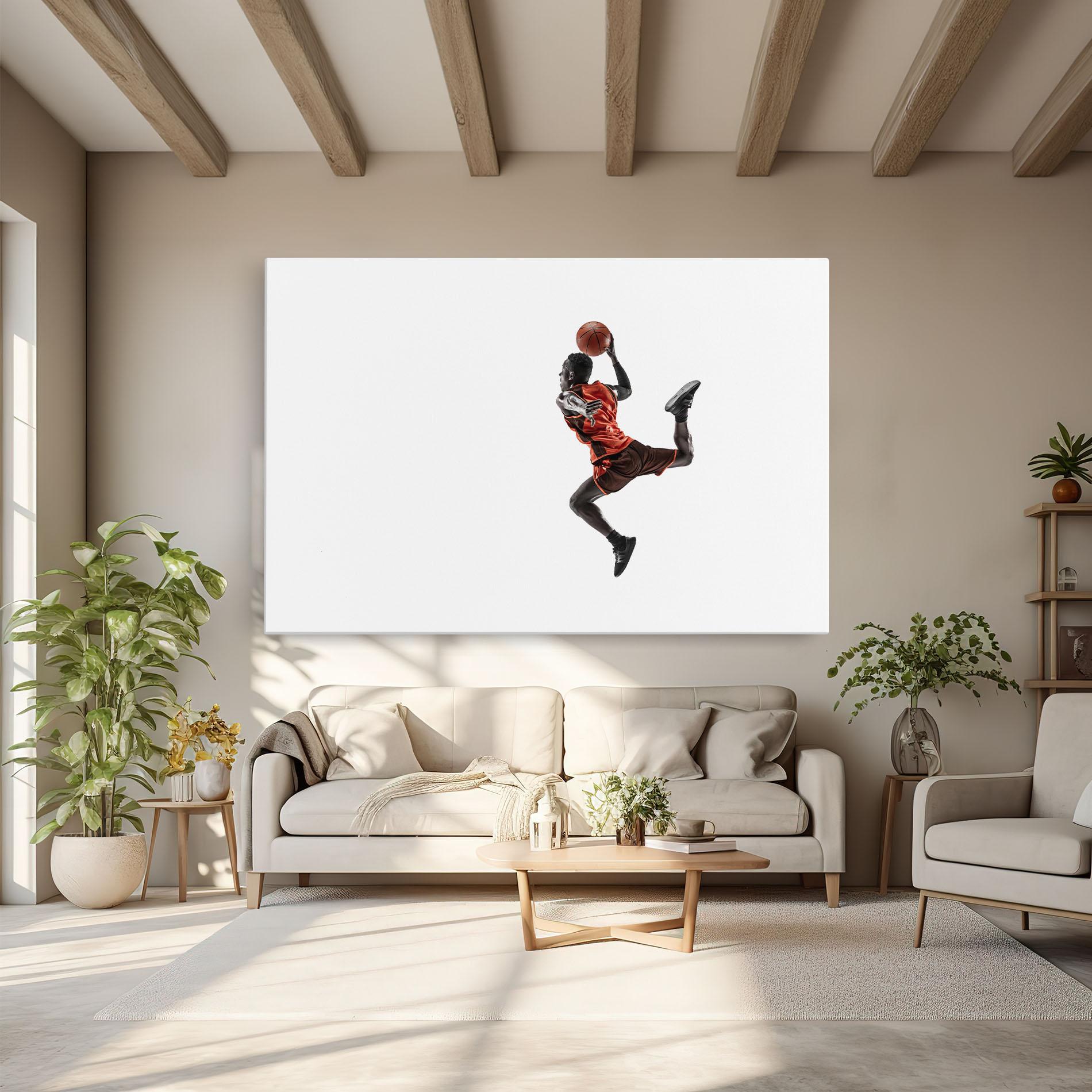 Tablou Canvas Basketball Player Flying mockup 6