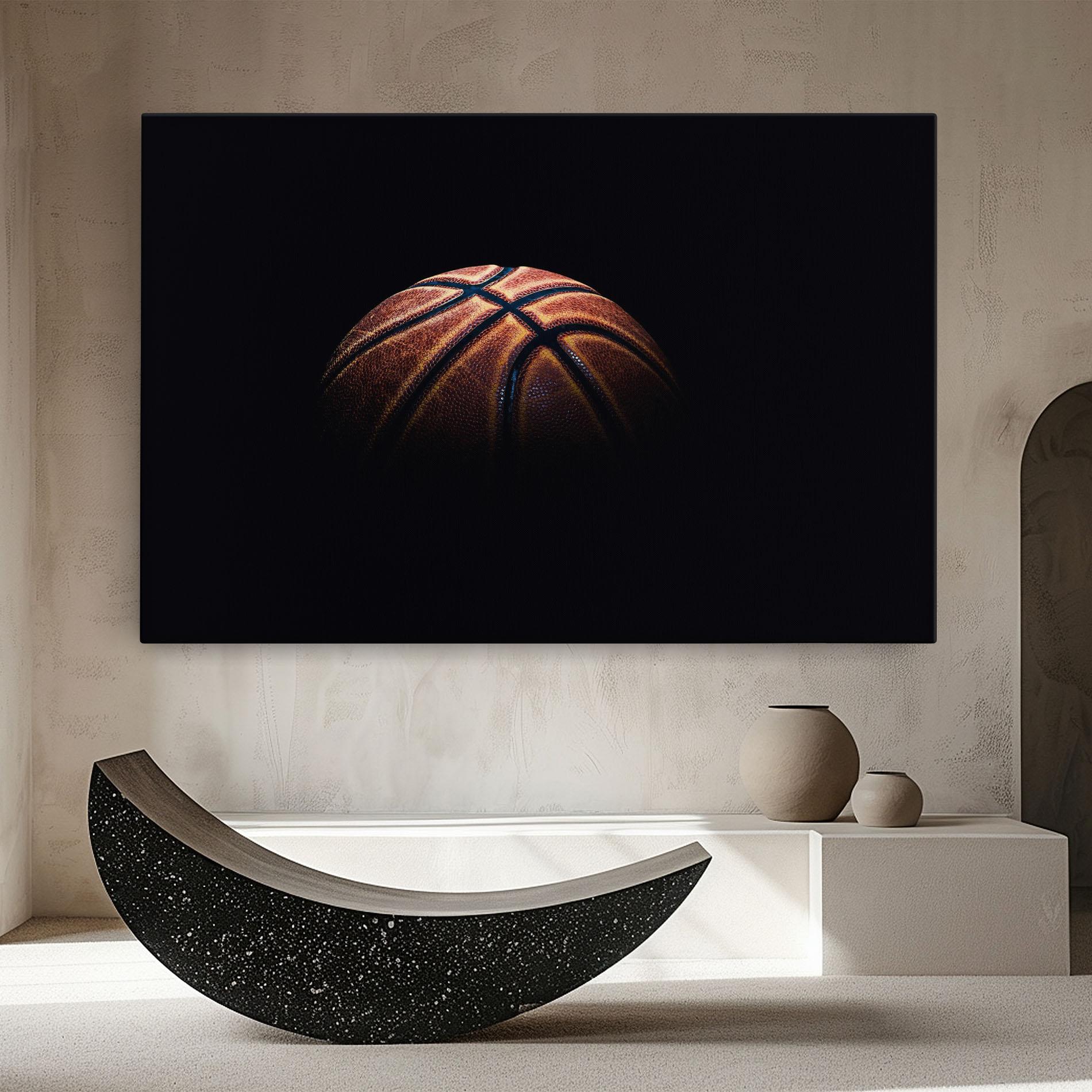 Tablou Canvas Basketball Ball In Dark mockup 8