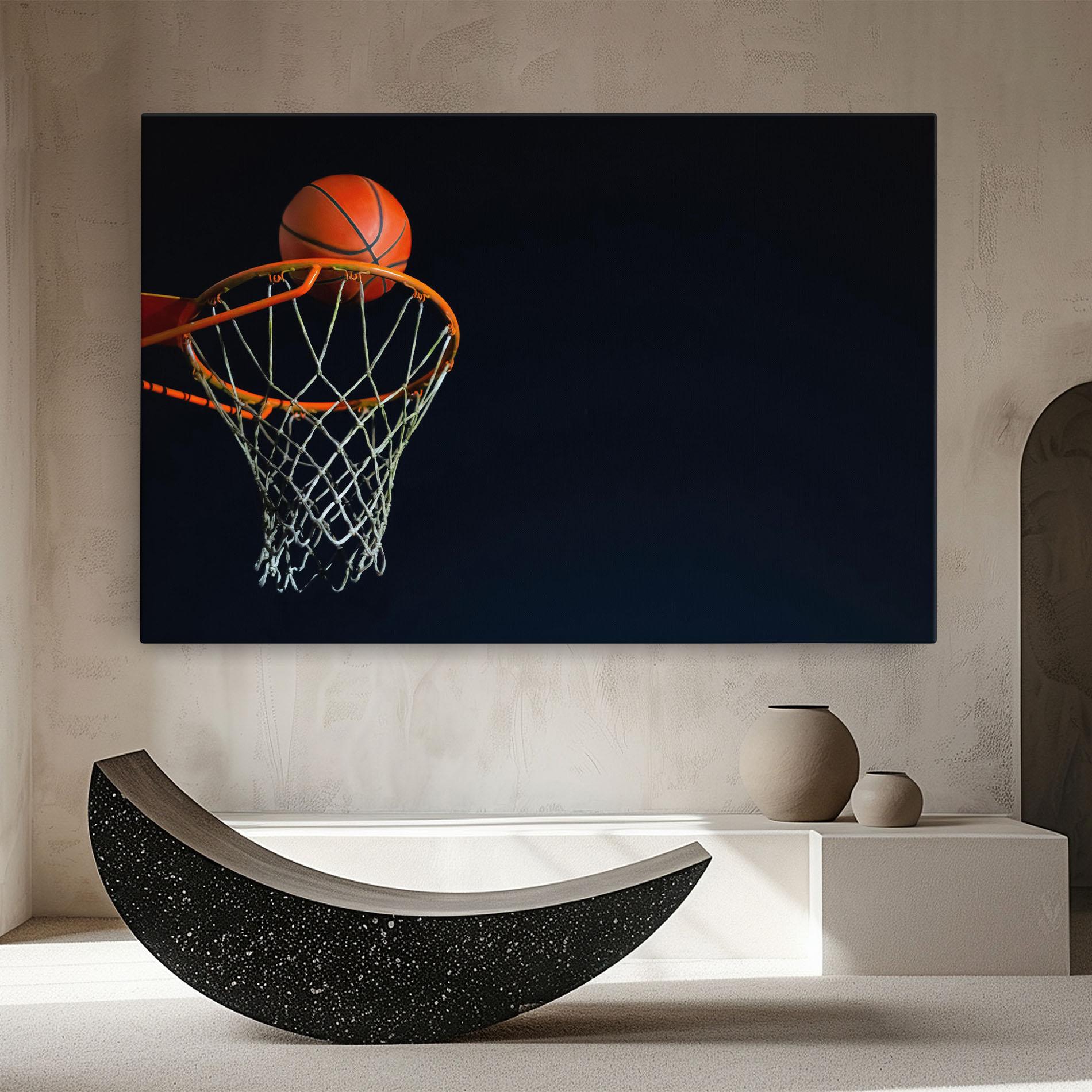 Tablou Canvas Basketball Hoop On Black mockup 8