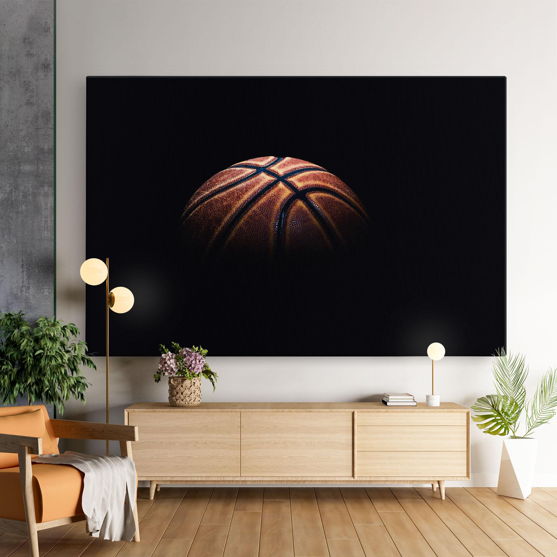Tablou Canvas Basketball Ball In Dark mockup 9