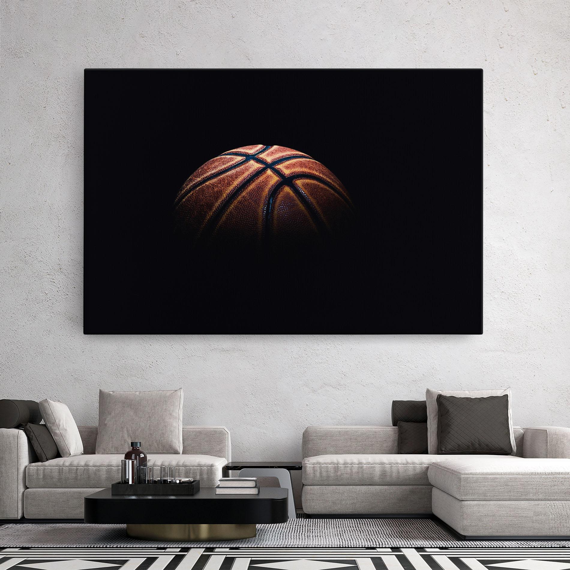 Tablou Canvas Basketball Ball In Dark mockup 2