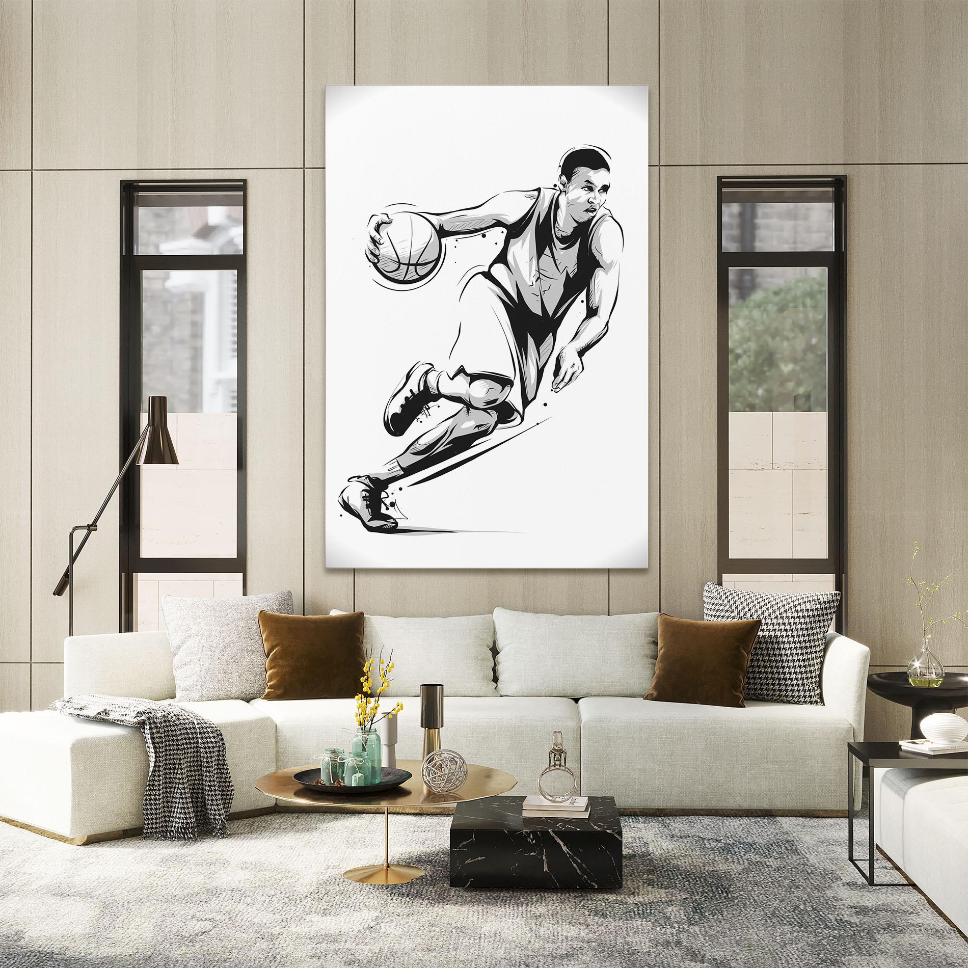 Tablou Canvas Basketball Player Line mockup 2
