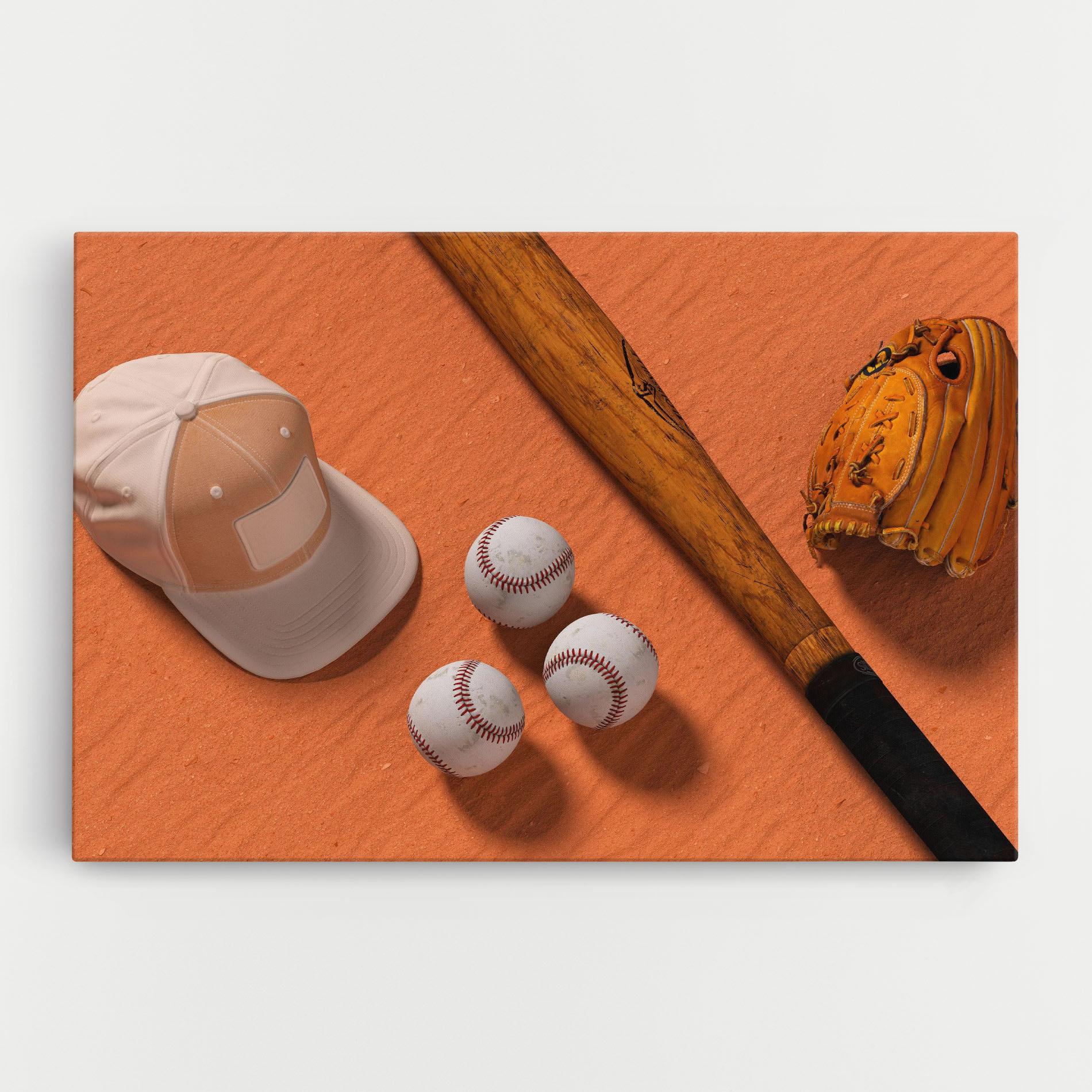 Tablou Canvas Baseball Set On Orange mockup 0