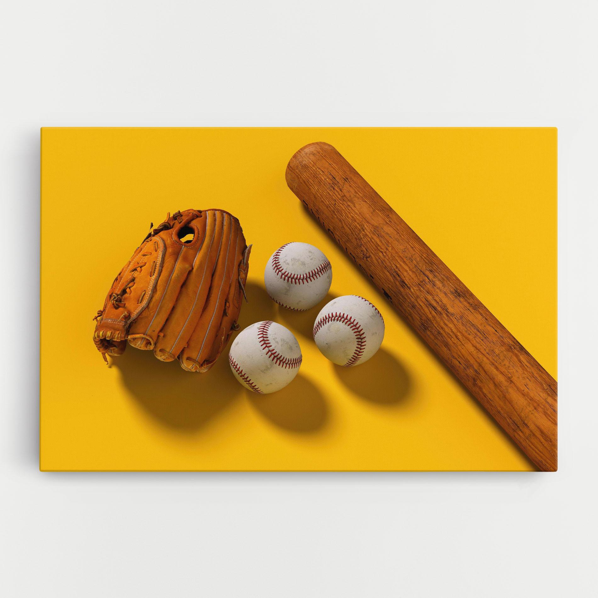 Tablou Canvas Baseball Set On Yellow mockup 0