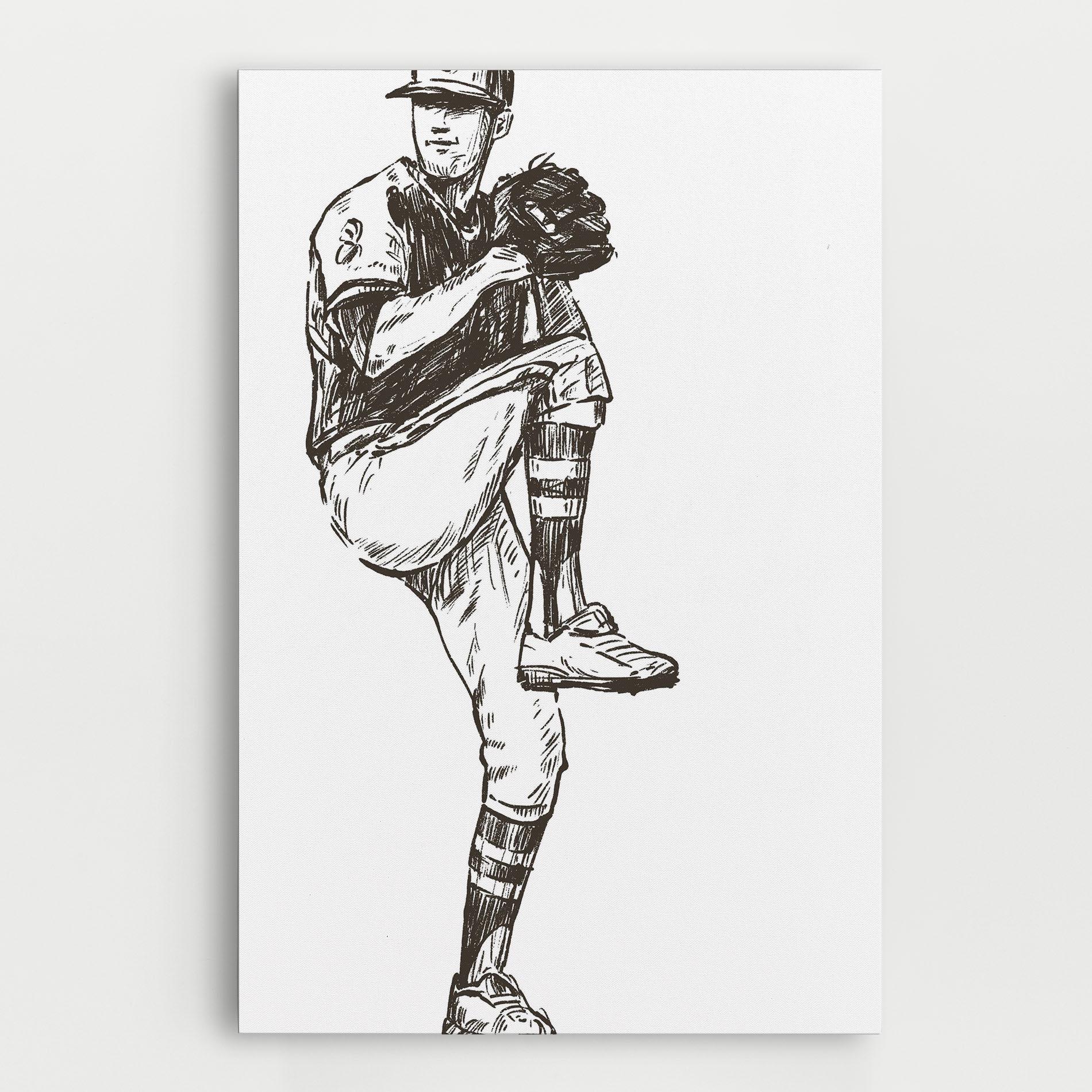 Tablou Canvas Baseball Player Line mockup 0