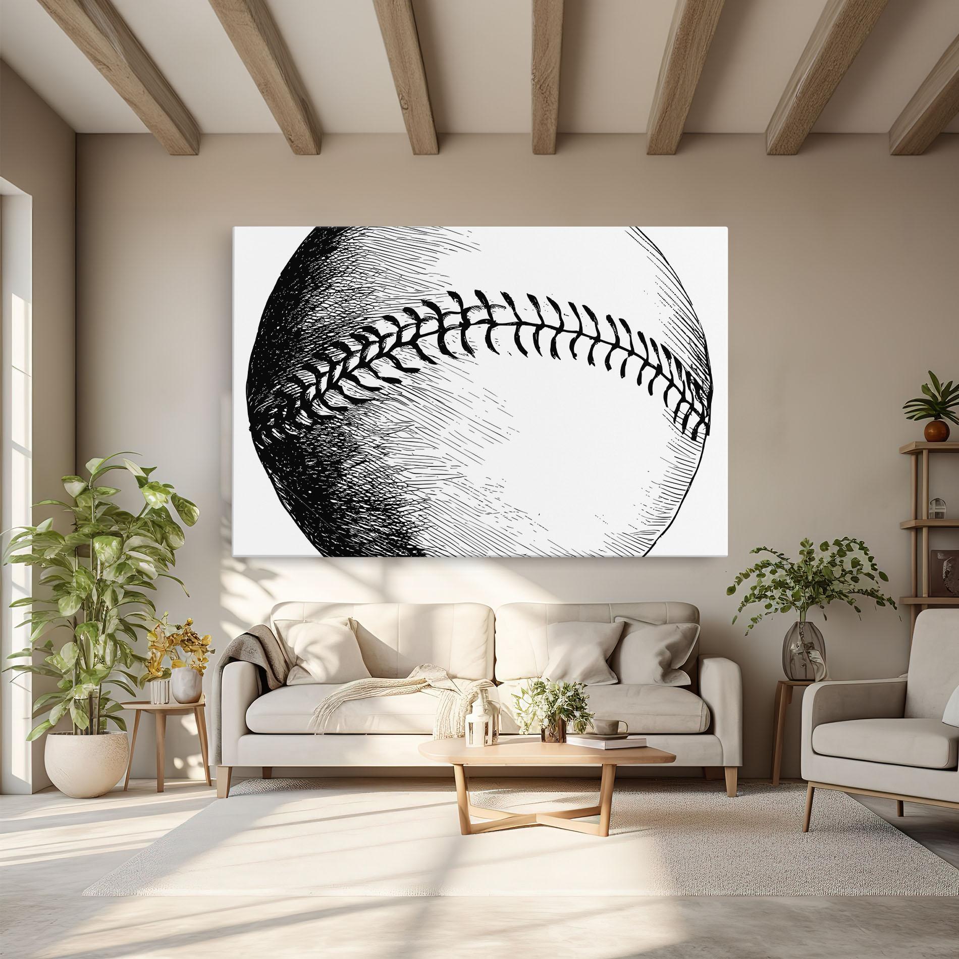Tablou Canvas Baseball Black Line mockup 6