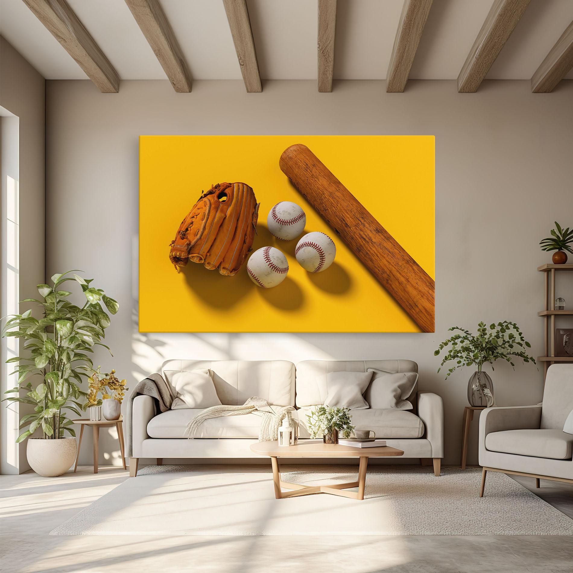 Tablou Canvas Baseball Set On Yellow mockup 6