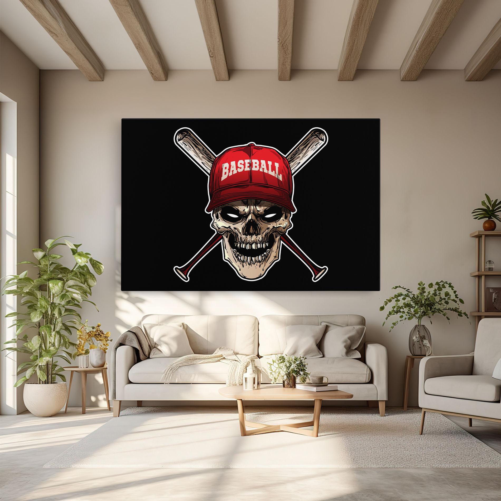 Tablou Canvas Baseball Skull mockup 6
